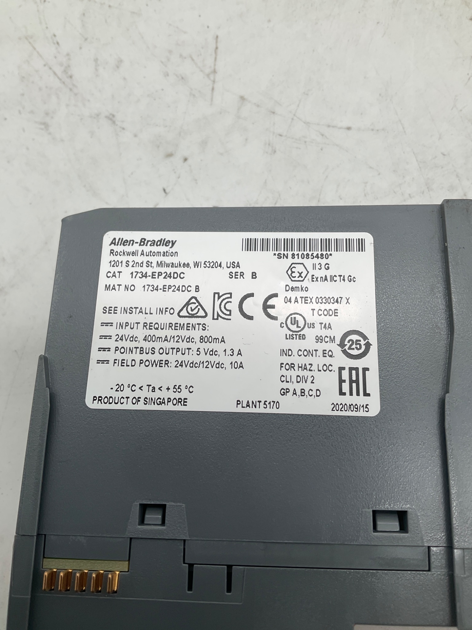 ALLEN BRADLEY 1734‑EP24DC POINT I/O 24VDC Power Supply USED 4