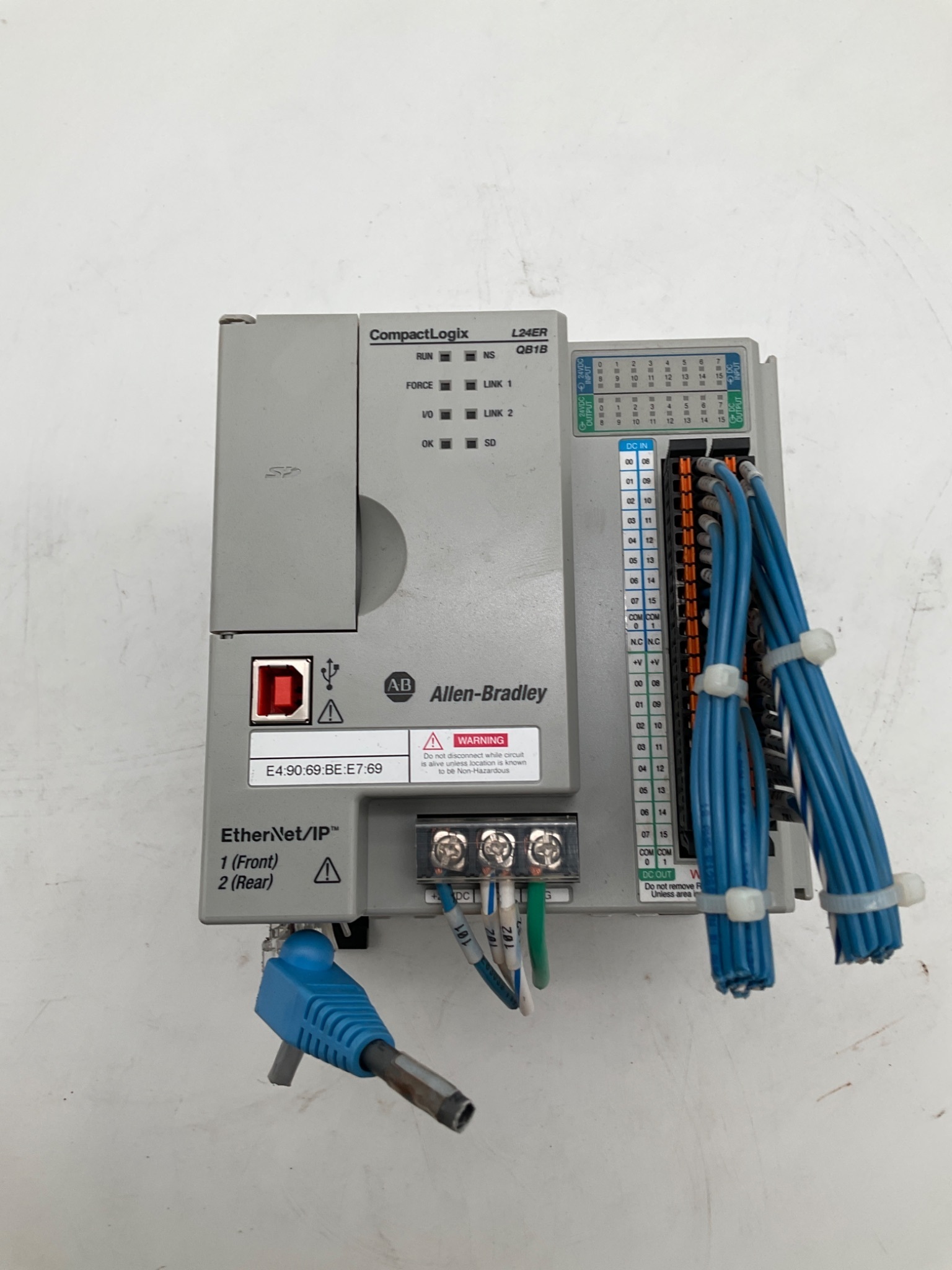 ALLEN BRADLEY 1769-L24ER-QB1B CompactLogix 750KB D I/O Controller USED 0