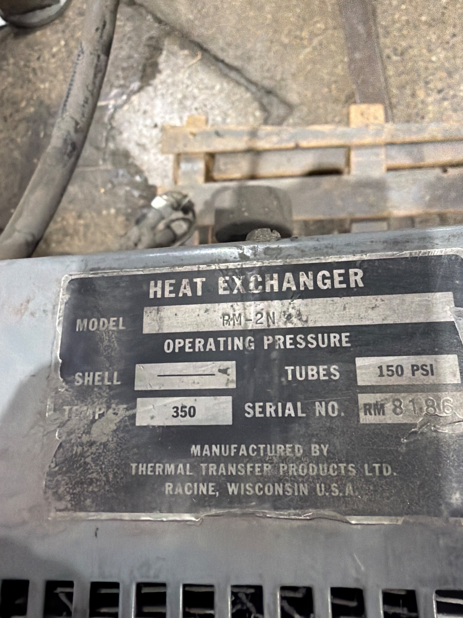 THERMAL TRANSFER RM-2N Heat Exchanger 350°F USED 6
