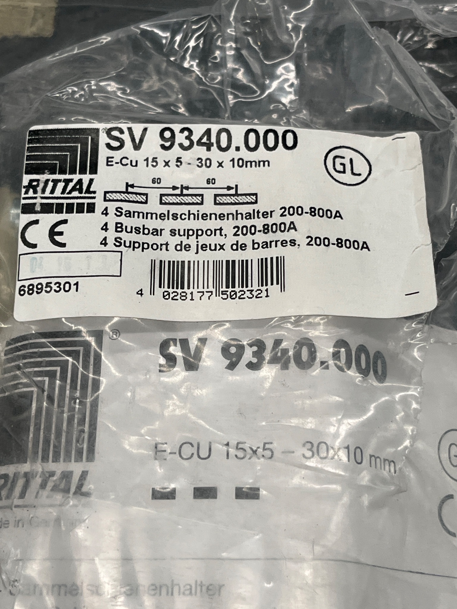 RITTAL SV 9340.000 Busbar Support 200-800A NEW (4-Pack) 3