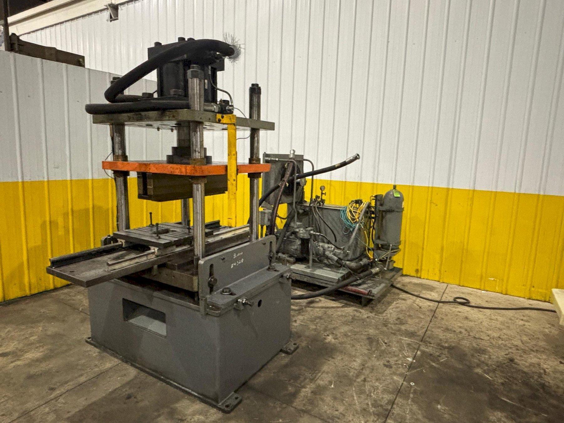 100 TON ROLLFORM INC HYDRAULIC 4 POST CUTOFF & POWER UNIT, 12" STROKE USED 0