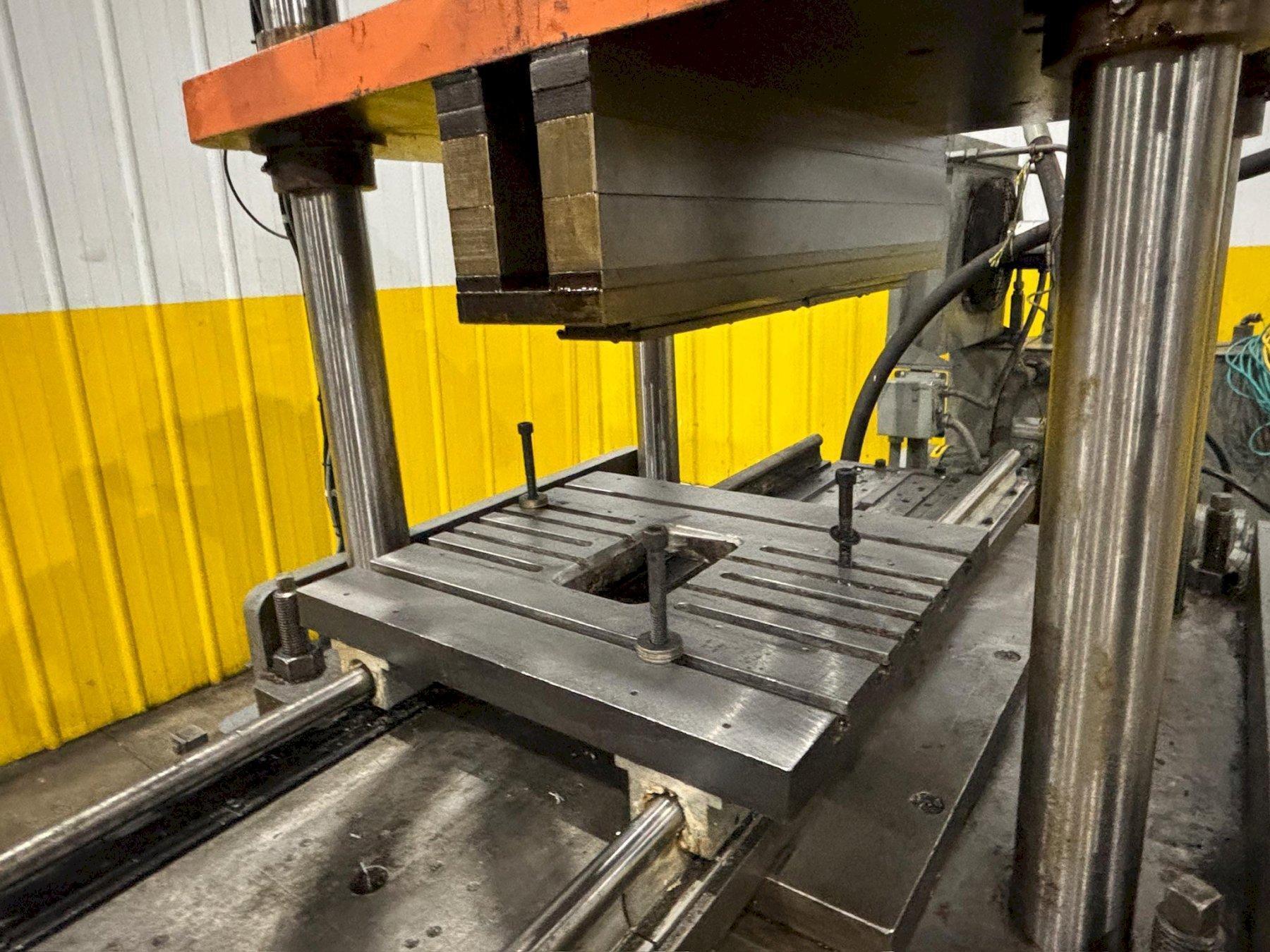 100 TON ROLLFORM INC HYDRAULIC 4 POST CUTOFF & POWER UNIT, 12" STROKE USED 7