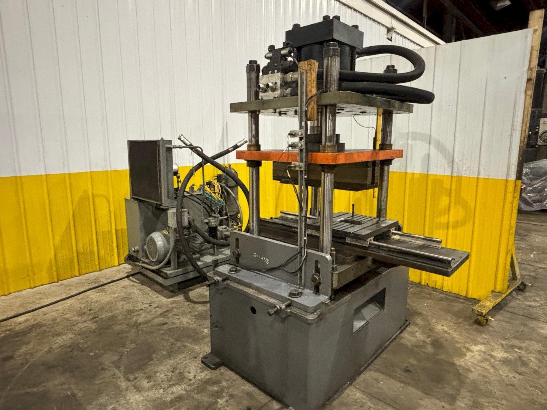 100 TON ROLLFORM INC HYDRAULIC 4 POST CUTOFF & POWER UNIT, 12" STROKE USED 1