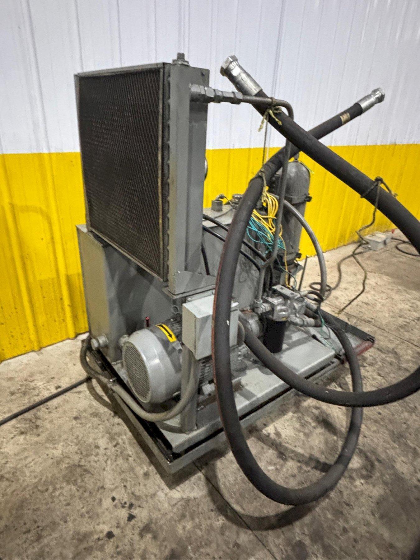 100 TON ROLLFORM INC HYDRAULIC 4 POST CUTOFF & POWER UNIT, 12" STROKE USED 17