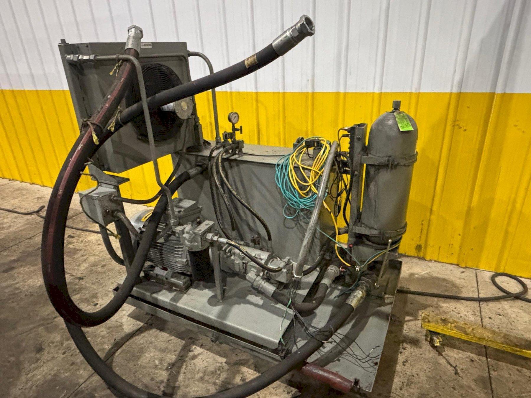 100 TON ROLLFORM INC HYDRAULIC 4 POST CUTOFF & POWER UNIT, 12" STROKE USED 18