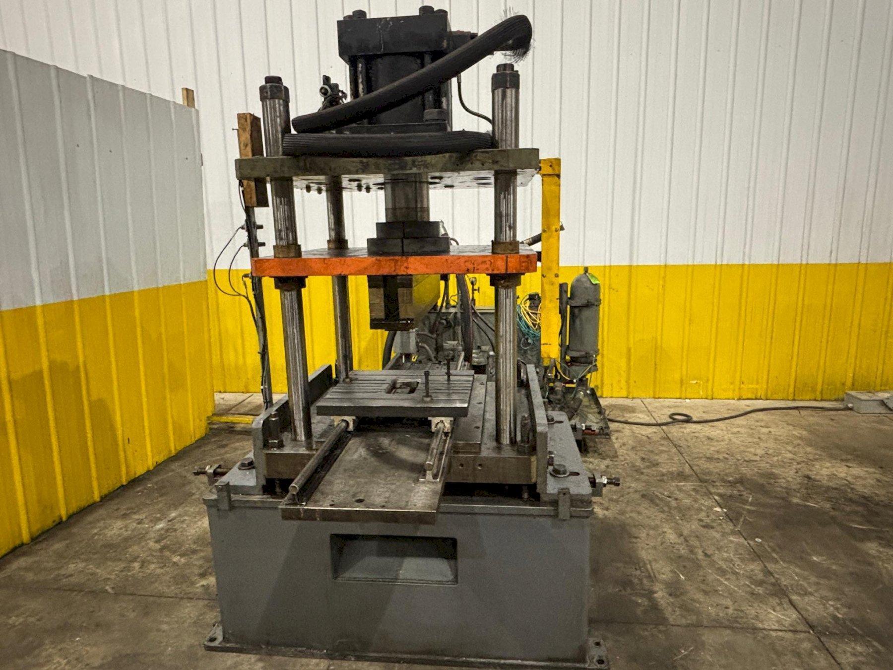 100 TON ROLLFORM INC HYDRAULIC 4 POST CUTOFF & POWER UNIT, 12" STROKE USED 4