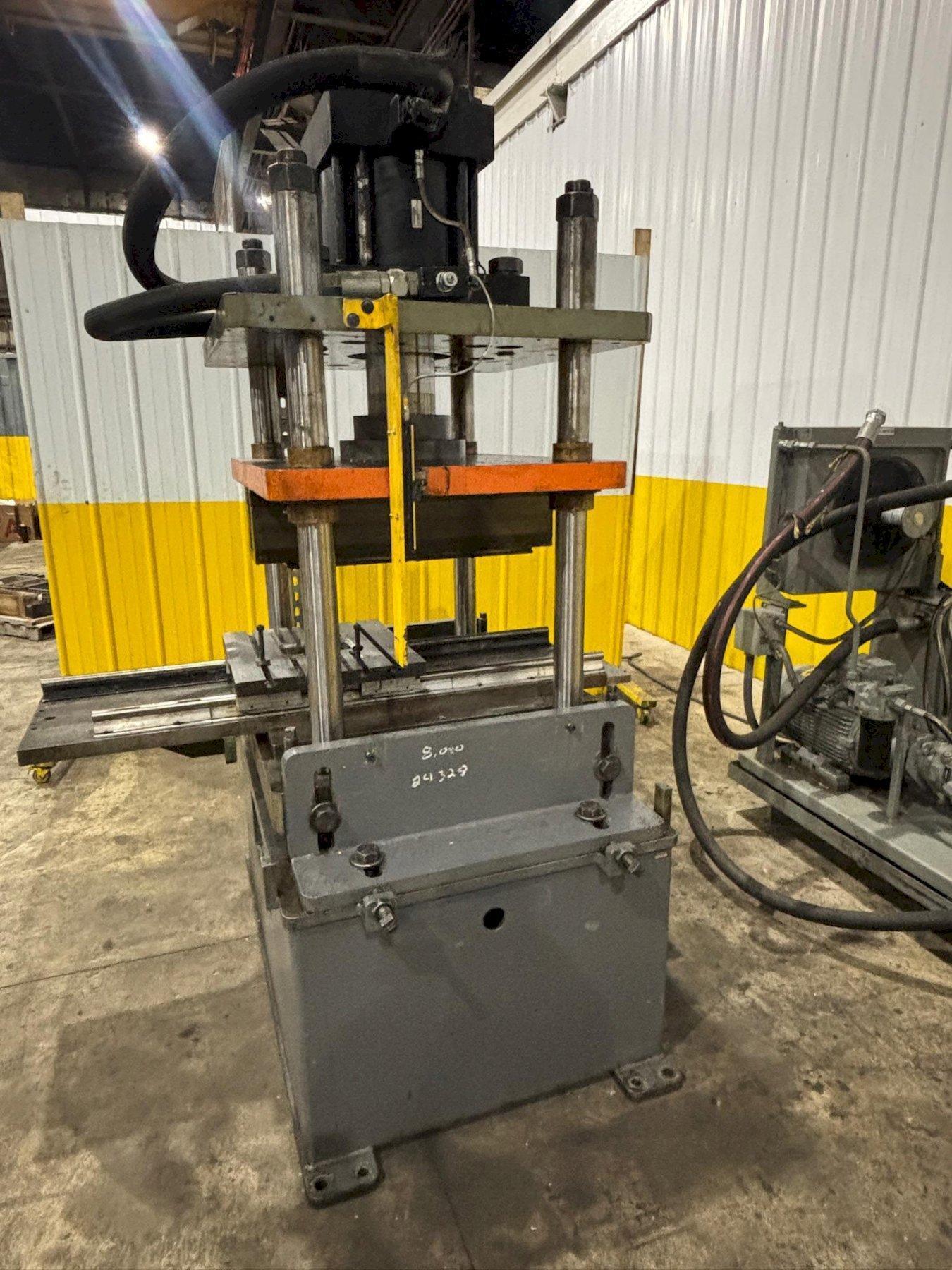 100 TON ROLLFORM INC HYDRAULIC 4 POST CUTOFF & POWER UNIT, 12" STROKE USED 3