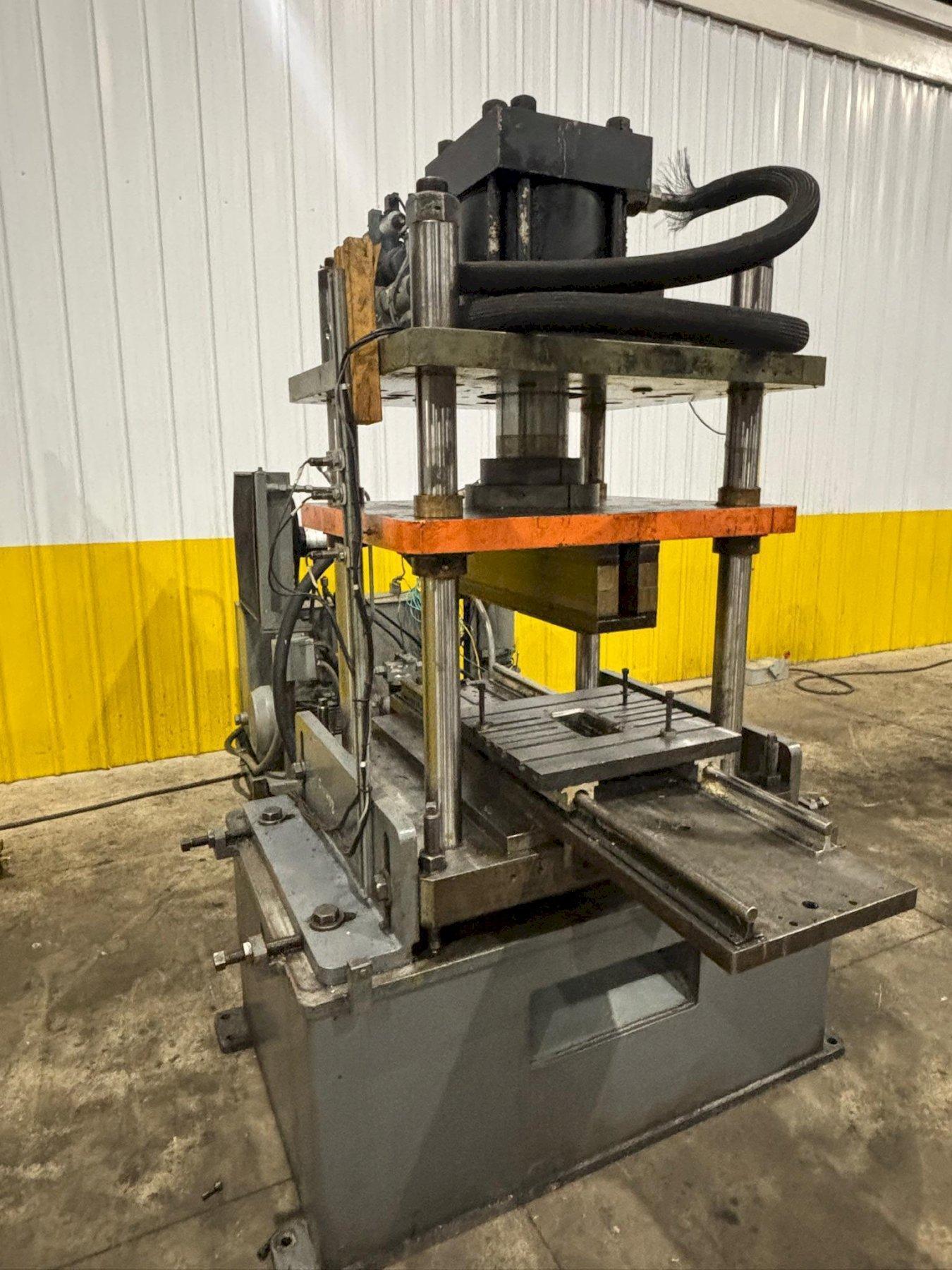 100 TON ROLLFORM INC HYDRAULIC 4 POST CUTOFF & POWER UNIT, 12" STROKE USED 5