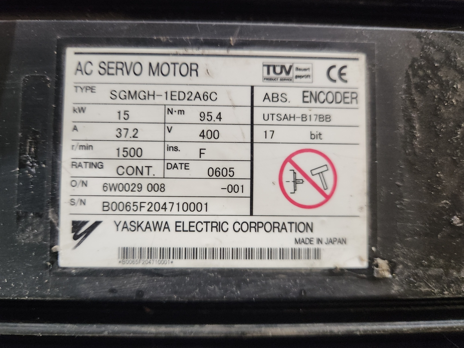 YASKAWA SGMGH-1ED2A6C AC SERVO MOTOR REPAIRED 2