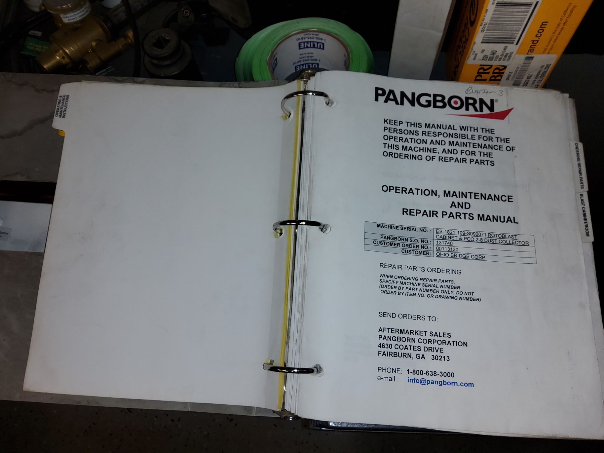 PANGBORN ES-1921-109 ROTOBLAST STRUCTURAL STEEL BLAST MACHINE USED 24