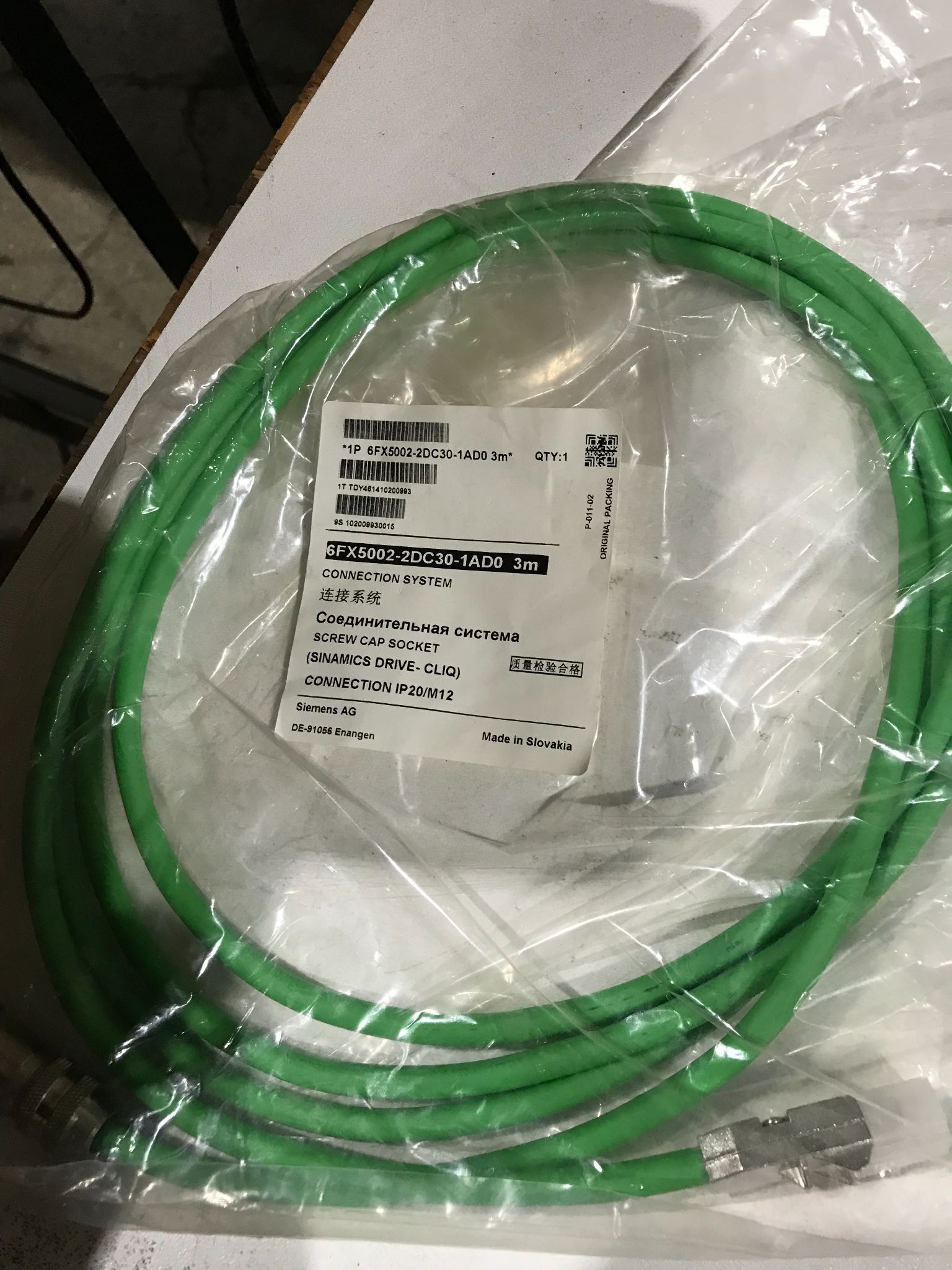 SIEMENS 6FX5002‑2DC30‑1AD0 DRIVE‑CLIQ CABLE 3M NEW 0