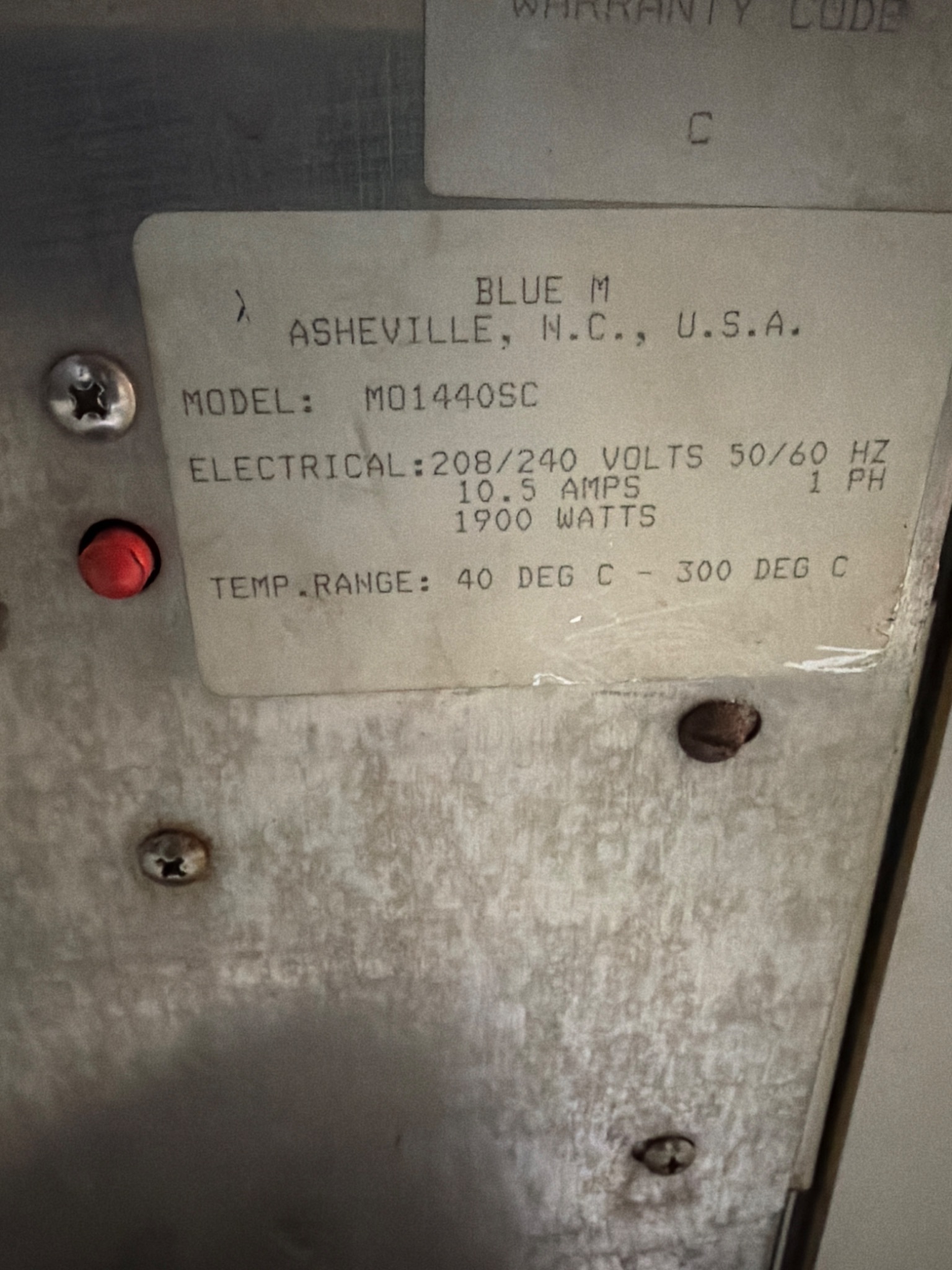 BLUE M M01440SC 300°C Mechanical Oven USED 2