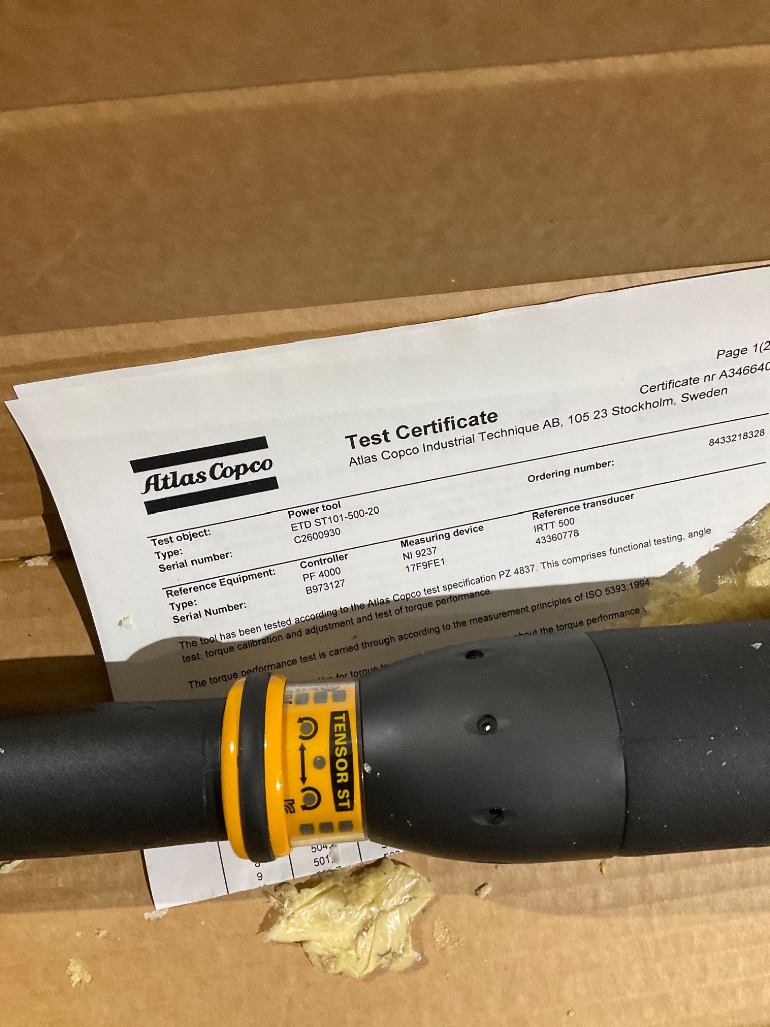 ATLAS COPCO ETD ST101‑500‑20 Tensor ST Straight Cable Nutrunner NEW 2