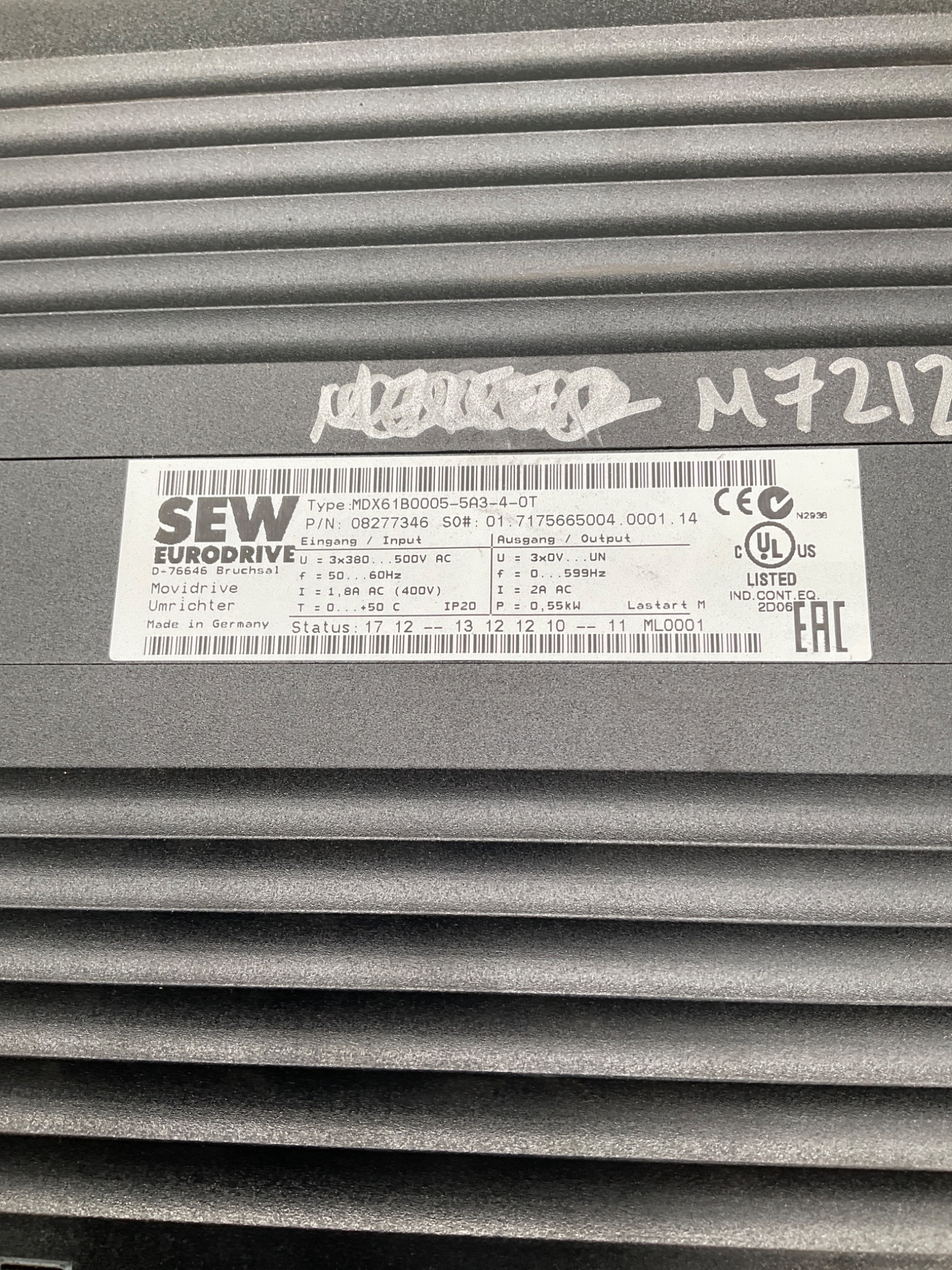 SEW EURODRIVE MDX61B0005‑5A3‑4‑0T MOVIDRIVE Inverter Drive USED 5