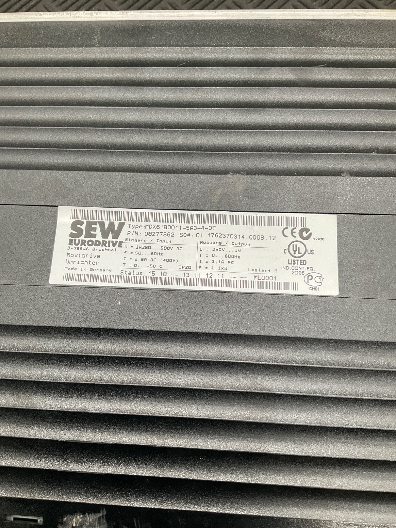 SEW EURODRIVE MDX61B0011‑5A3‑4‑0T MOVIDRIVE Inverter Drive USED 5