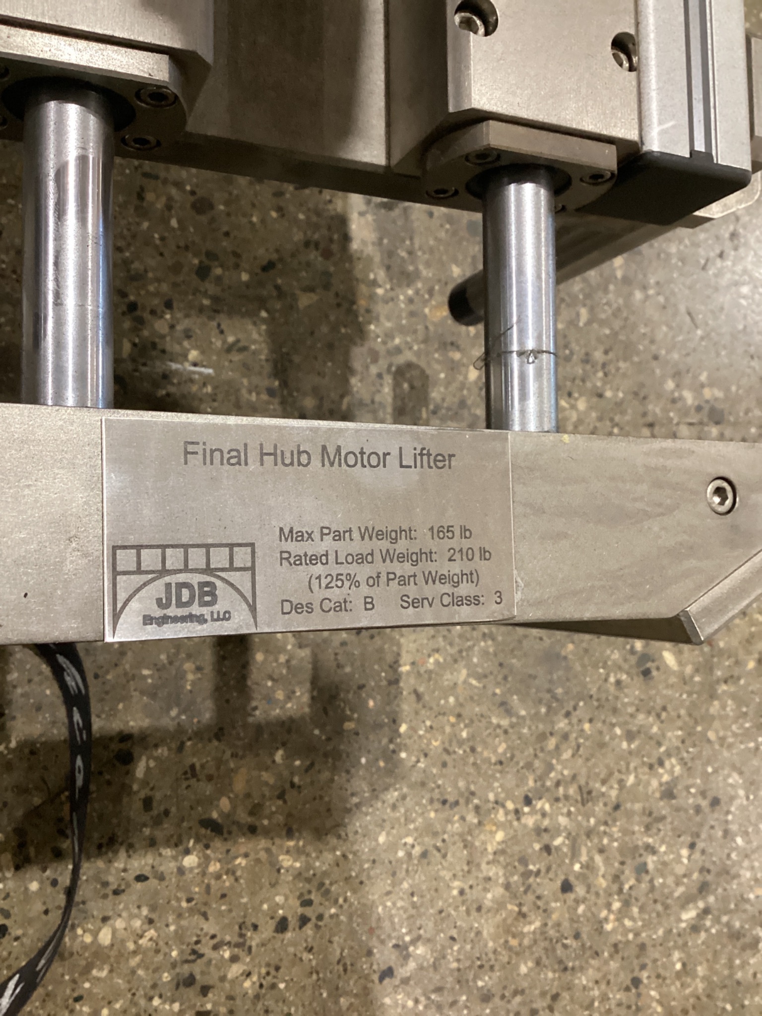 JDB FINAL HUB MOTOR LIFTER 210 LB CAPACITY USED 3