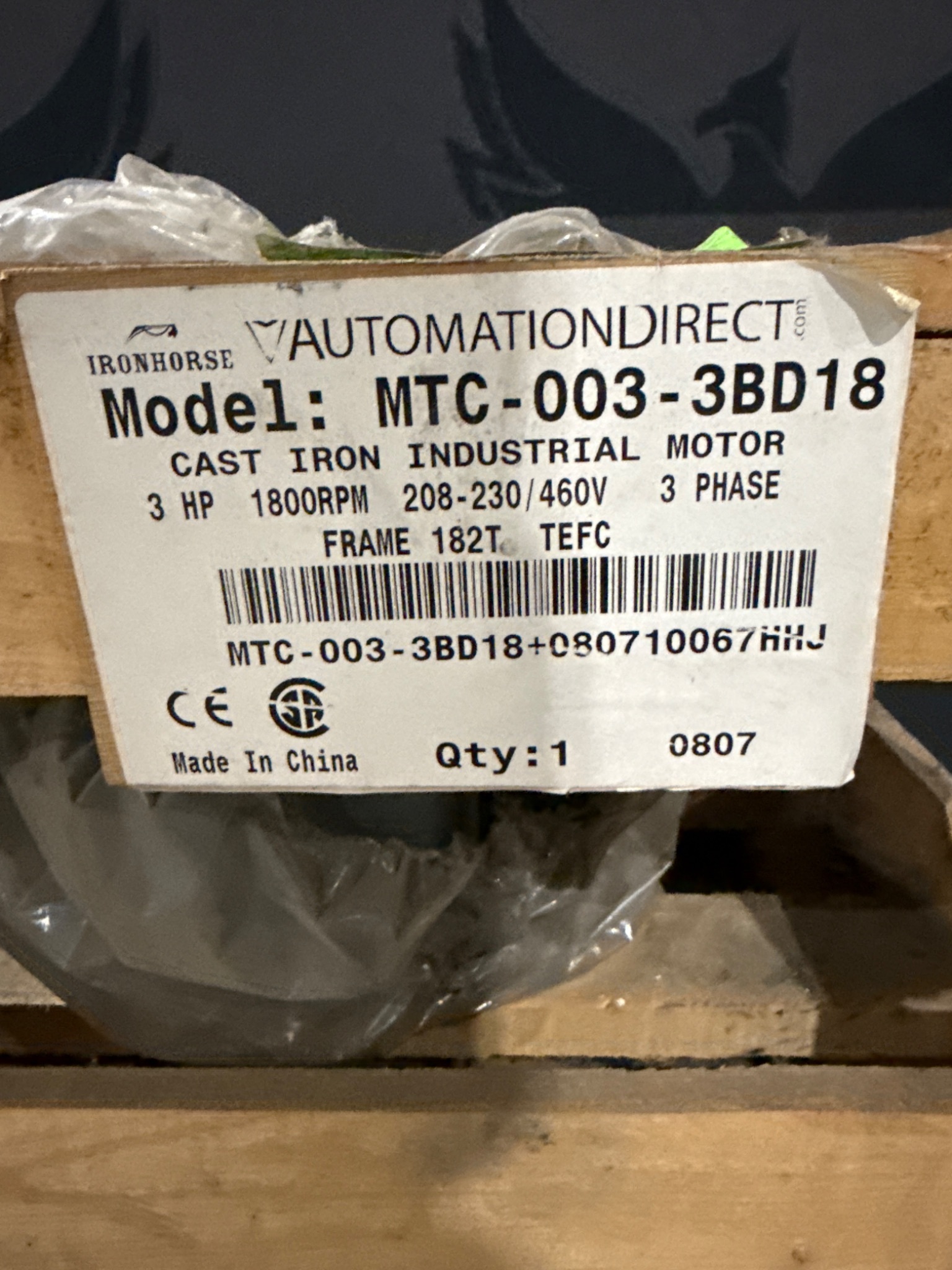 AUTOMATION DIRECT MTC‑003‑3BD18 3HP 3‑Phase AC Motor NEW 4