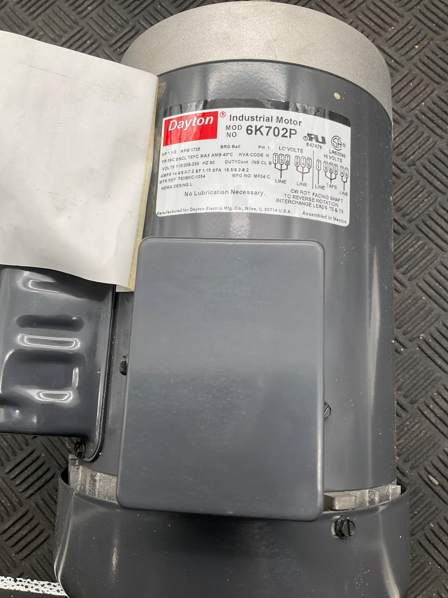 DAYTON 6K702P 1-1/2 HP General Purpose Motor NEW 2