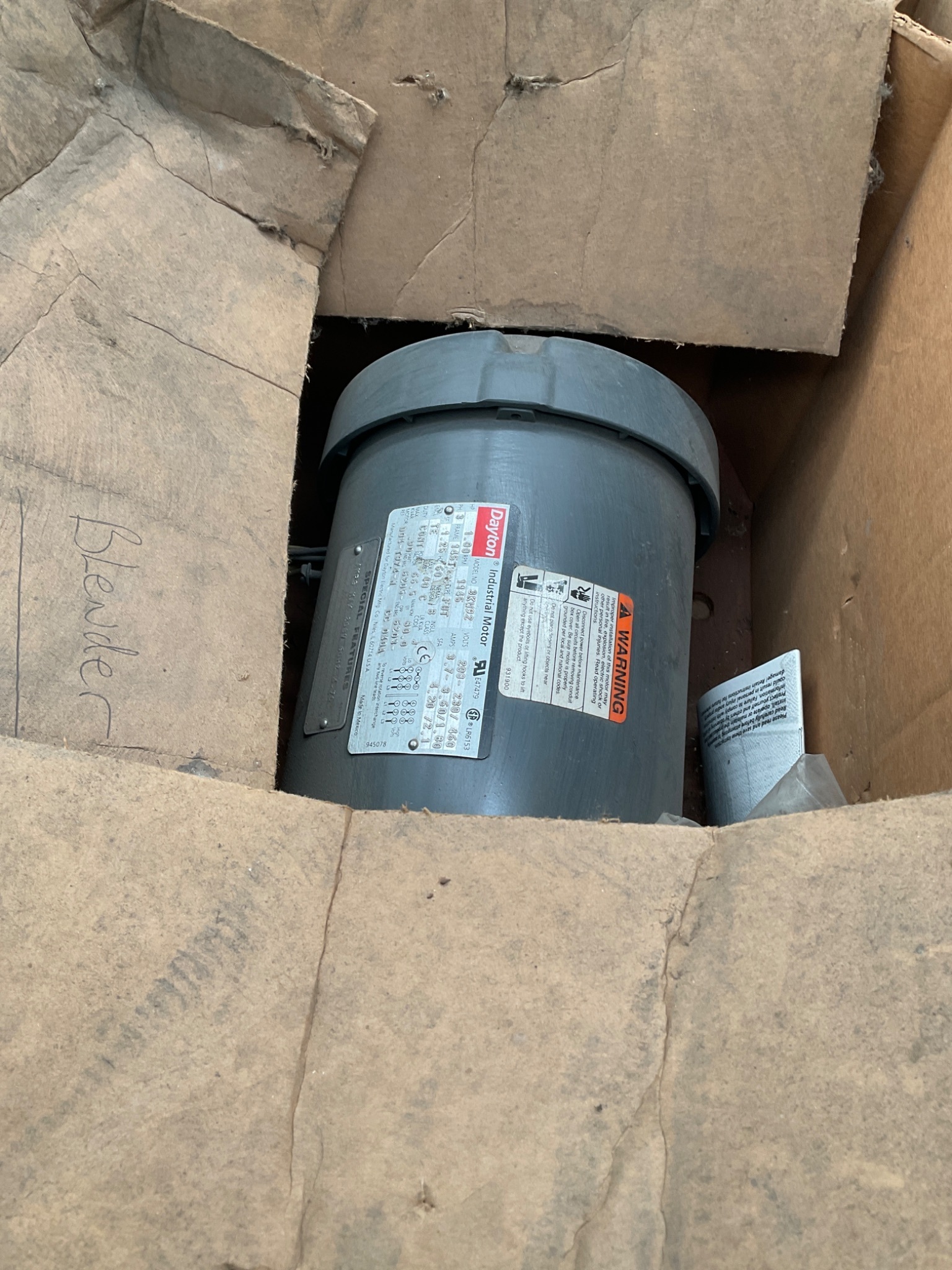 DAYTON 3KW92 1 HP 3‑Phase Electric Motor USED 3