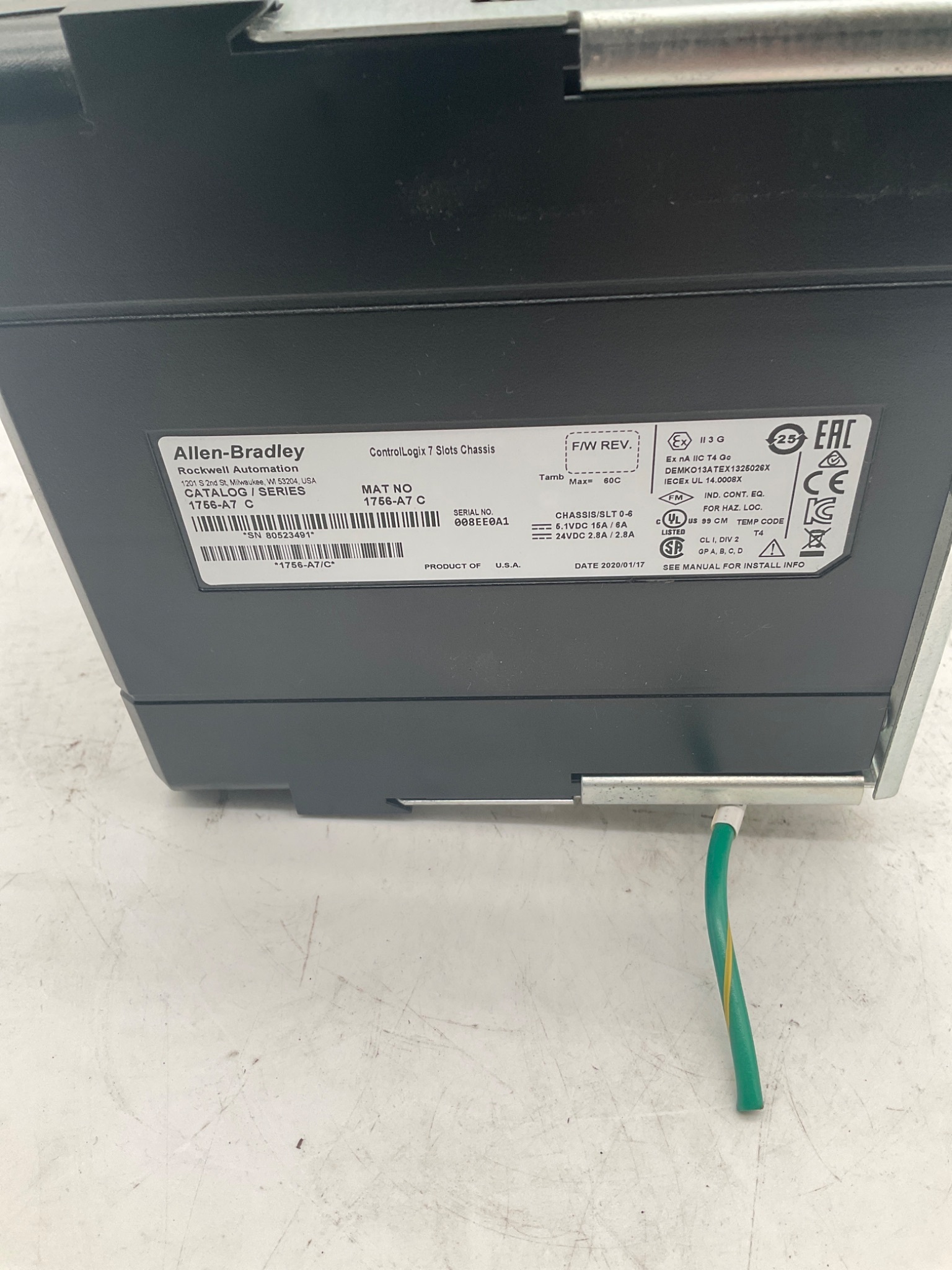 ALLEN BRADLEY 1756‑PA72 ControlLogix 7‑Slot PLC Rack USED 4