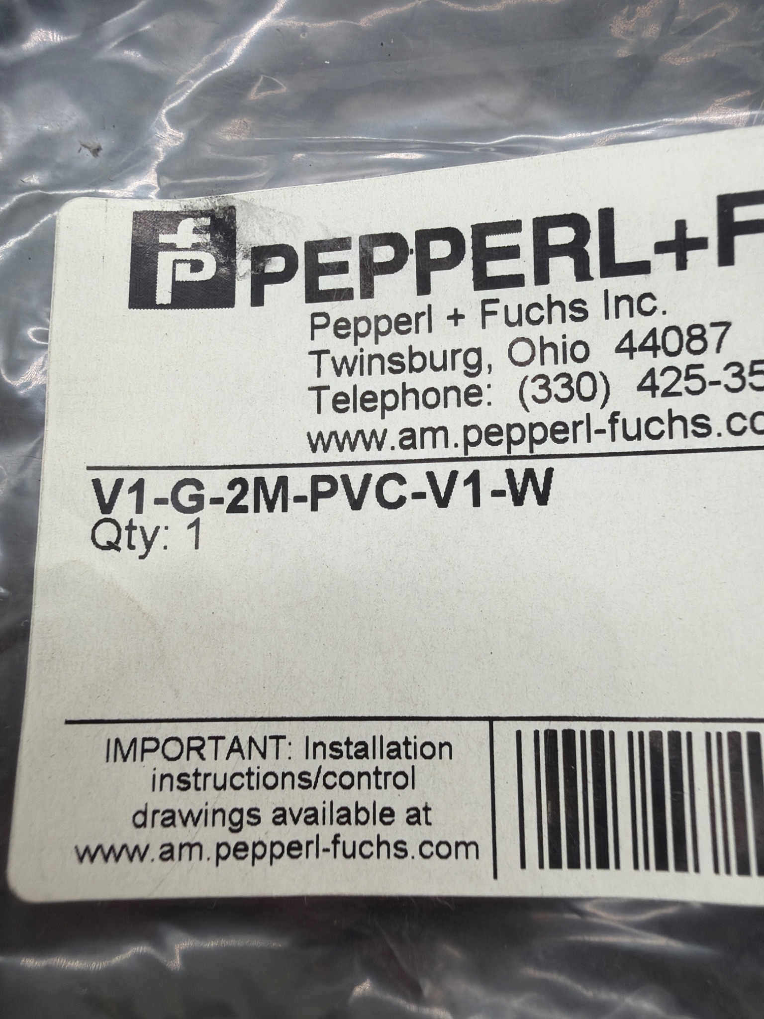 PEPPERL+FUCHS V1‑G‑2M‑PVC‑V1‑W 4‑Pin M12 Connection Cable NEW 1