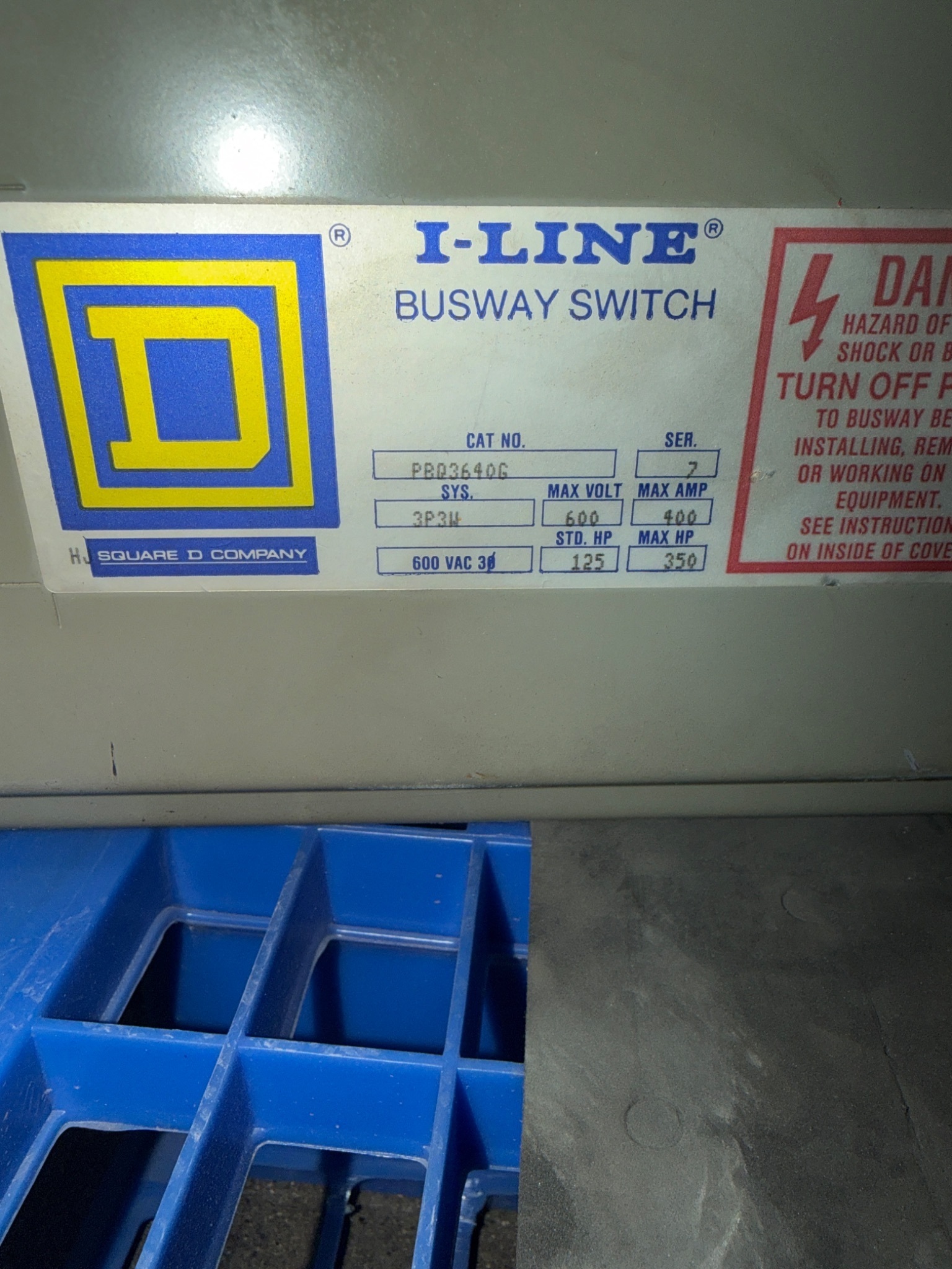 SQUARE D PBQ3640G 400A I‑Line Busway Switch USED 4