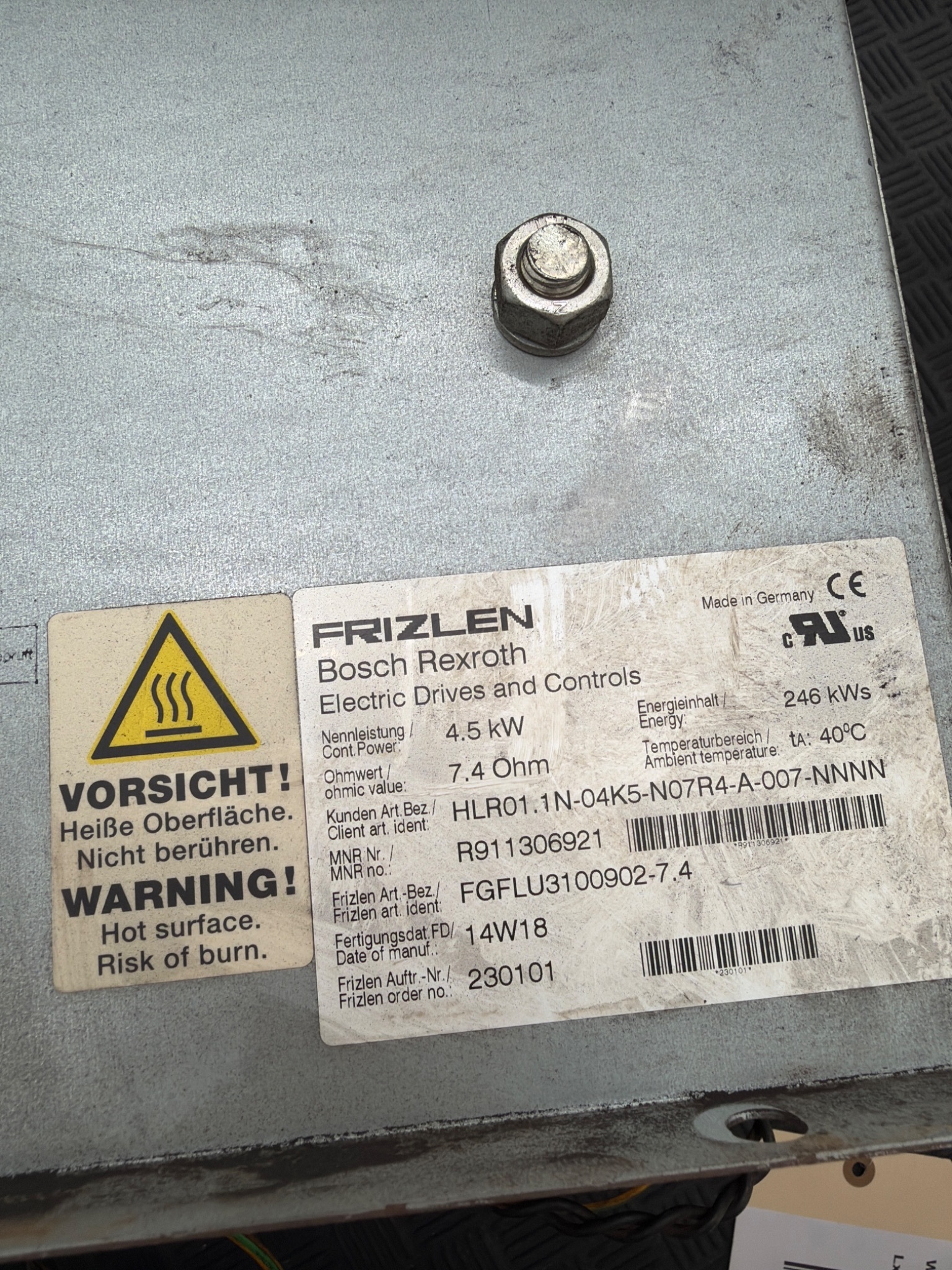 BOSCH REXROTH HLR01.1N‑04K5‑N07R4‑A‑007‑NNNN Brake Resistor USED 4