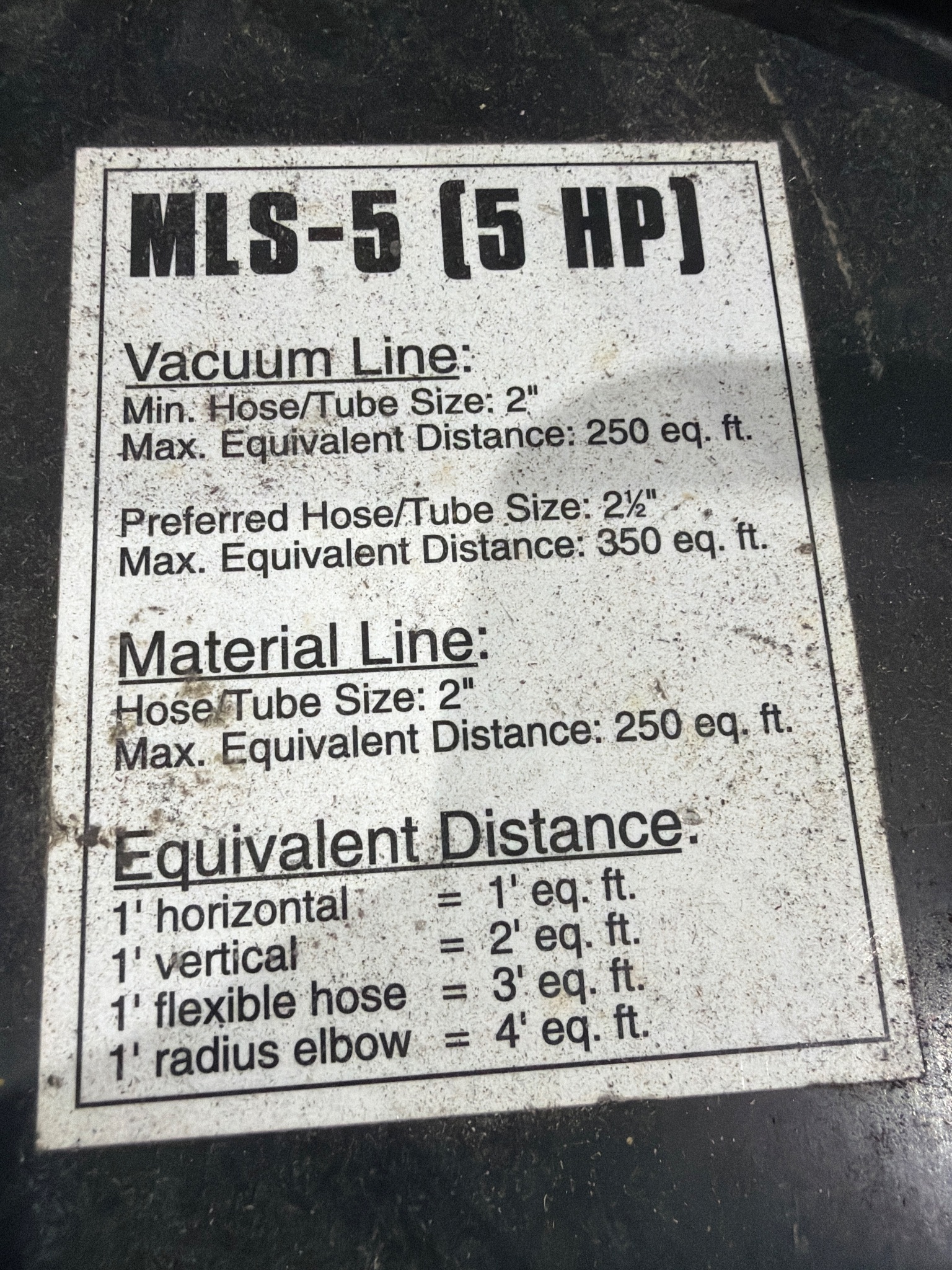 MAGUIRE MLS-580 CLEAR VU LOADING SYSTEM 5HP VACUUM LOADER USED 7