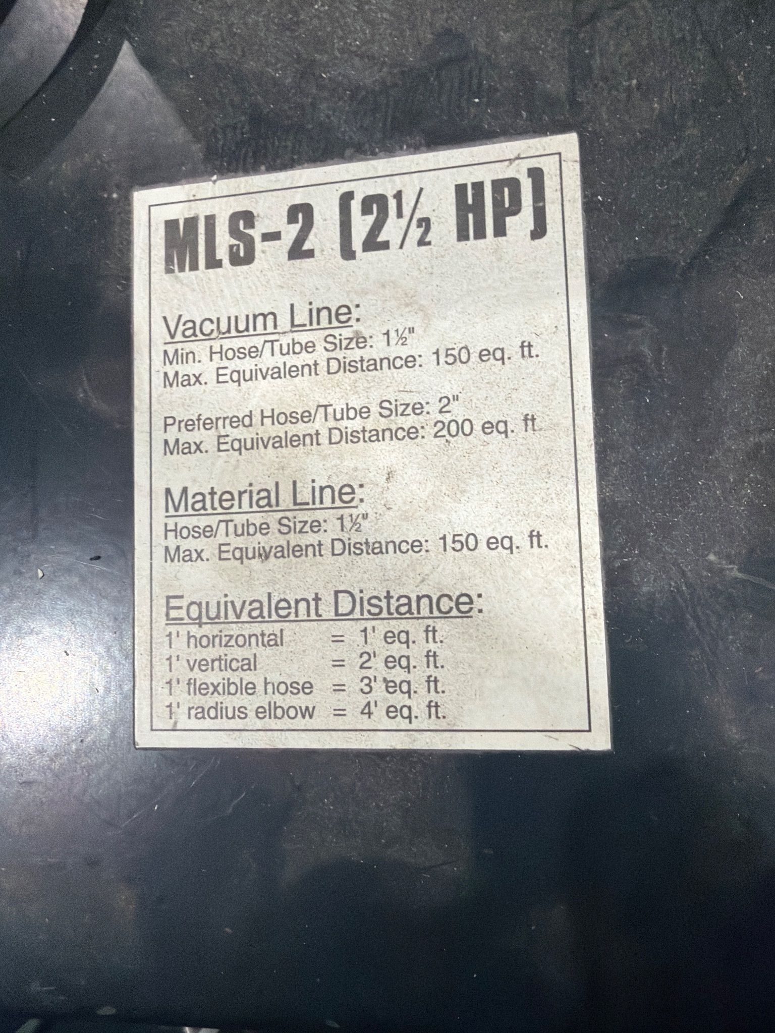 MAGUIRE MLS-2 CLEAR VU LOADING SYSTEM 2.5HP VACUUM LOADER USED 5