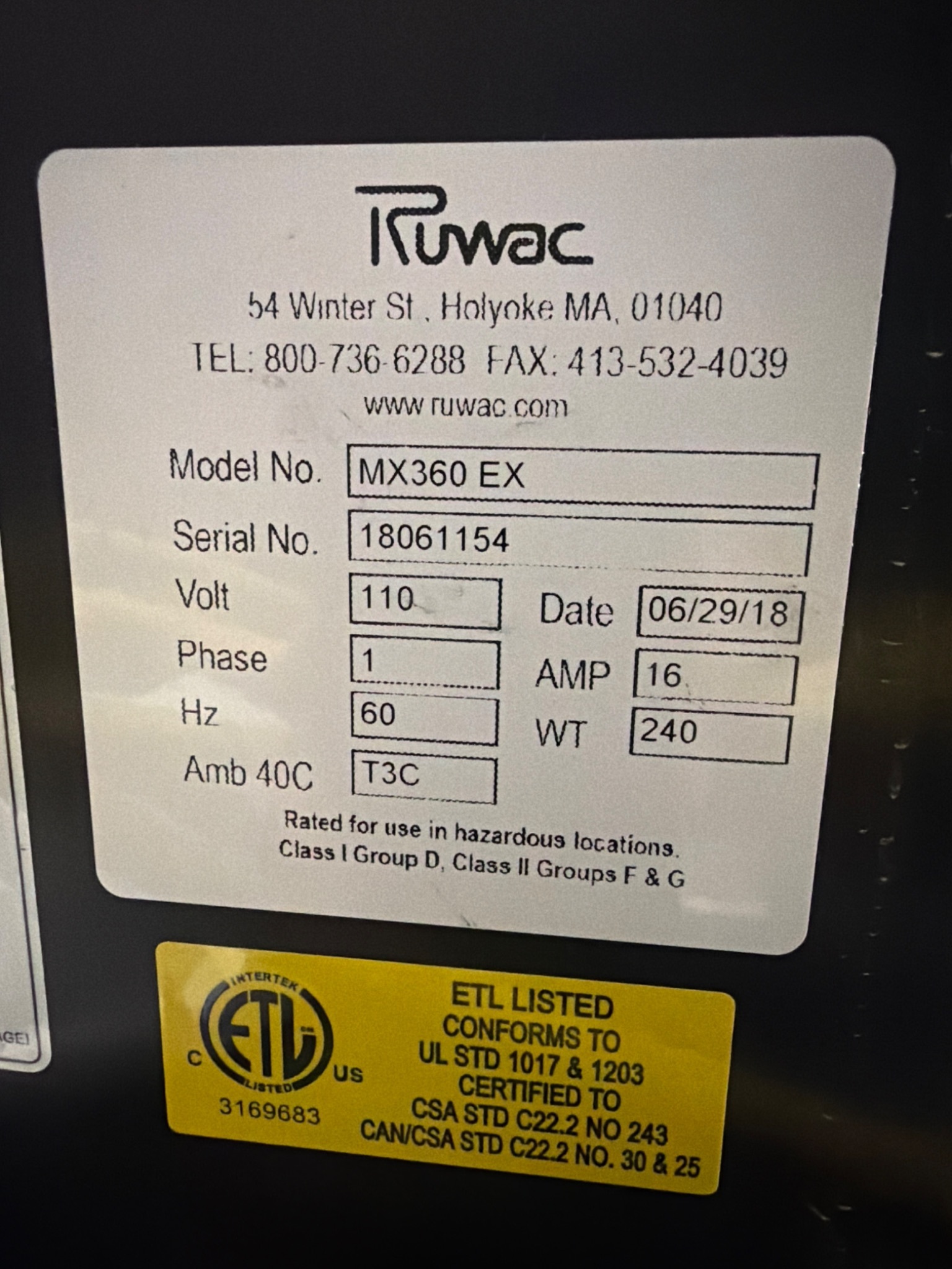 RUWAC MX360 EX Immersion Separation Portable Vacuum USED 5
