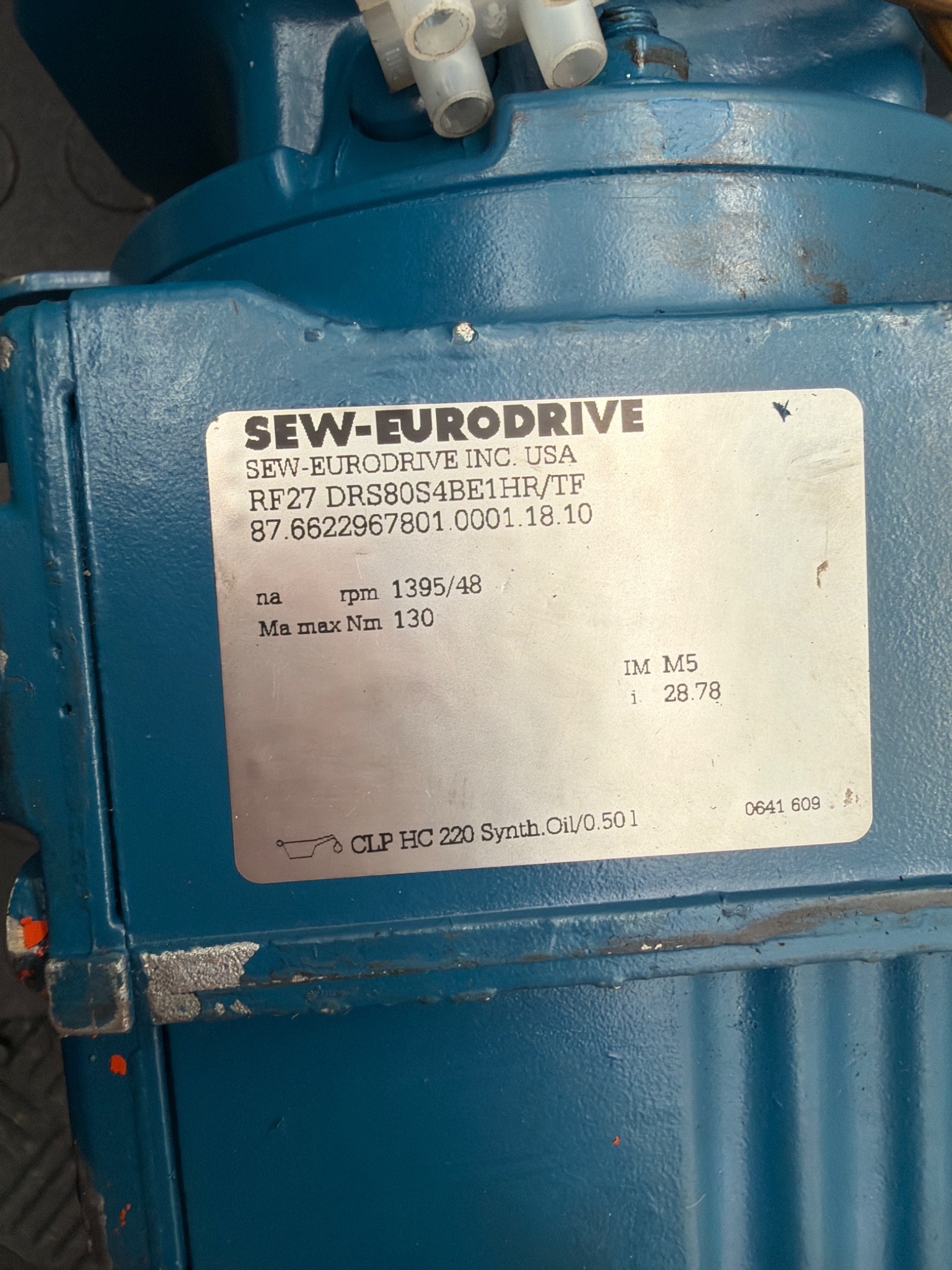 SEW EURODRIVE Multivac RF27 DRS80S4BE1HR/TF Gear Motor USED 4