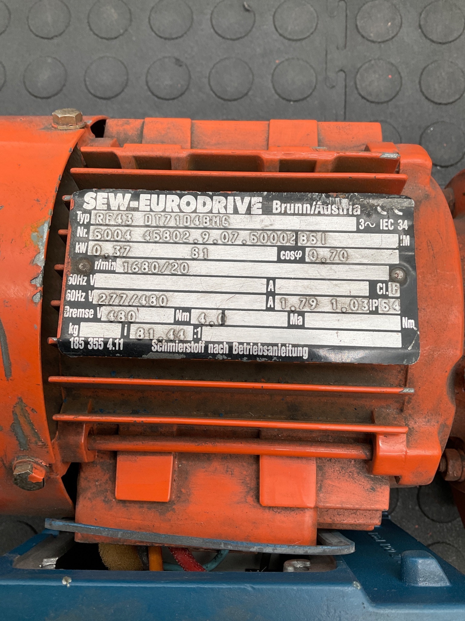 SEW EURODRIVE RF43 DT71D4BMG Gearmotor USED 4