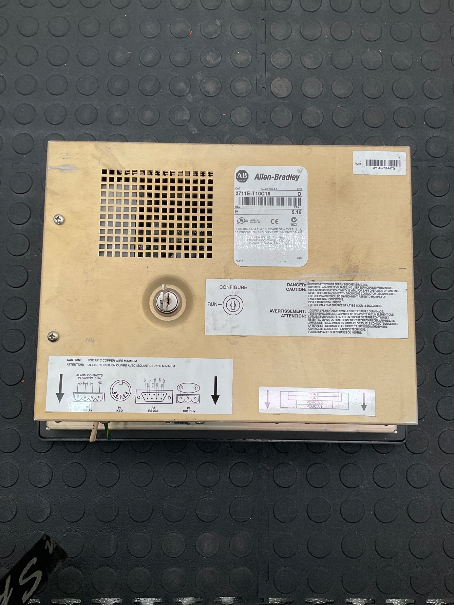 ALLEN BRADLEY 2711E‑T10C15 PanelView 1000e HMI USED 3