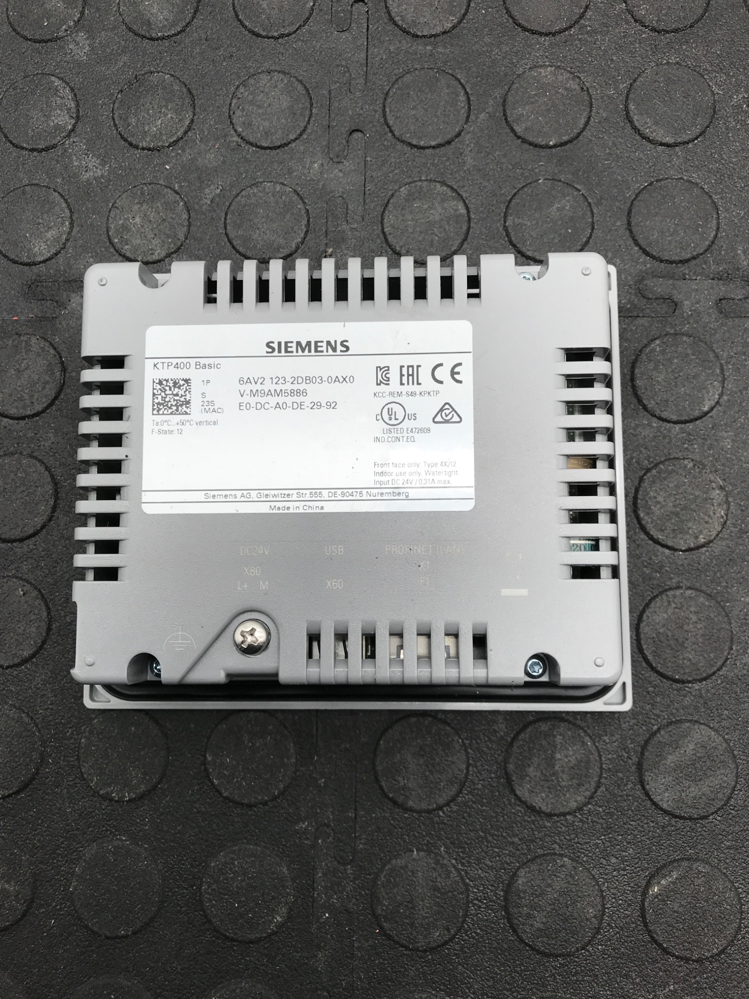 SIEMENS 6AV2123‑2DB03‑0AX0 SIMATIC KTP400 Basic Touch HMI USED 3