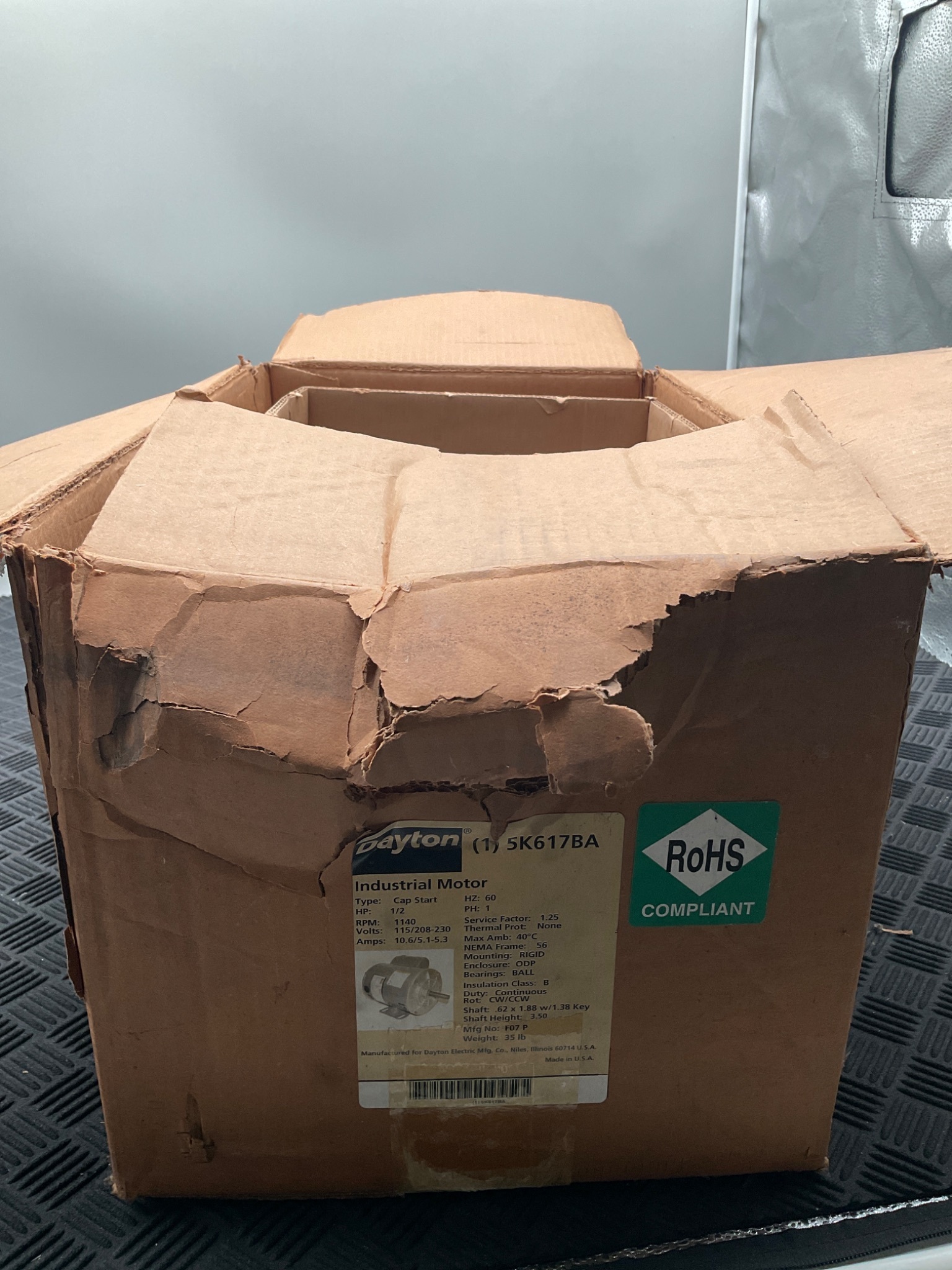 DAYTON 5K617BA 1/2 HP Industrial Motor NEW 4