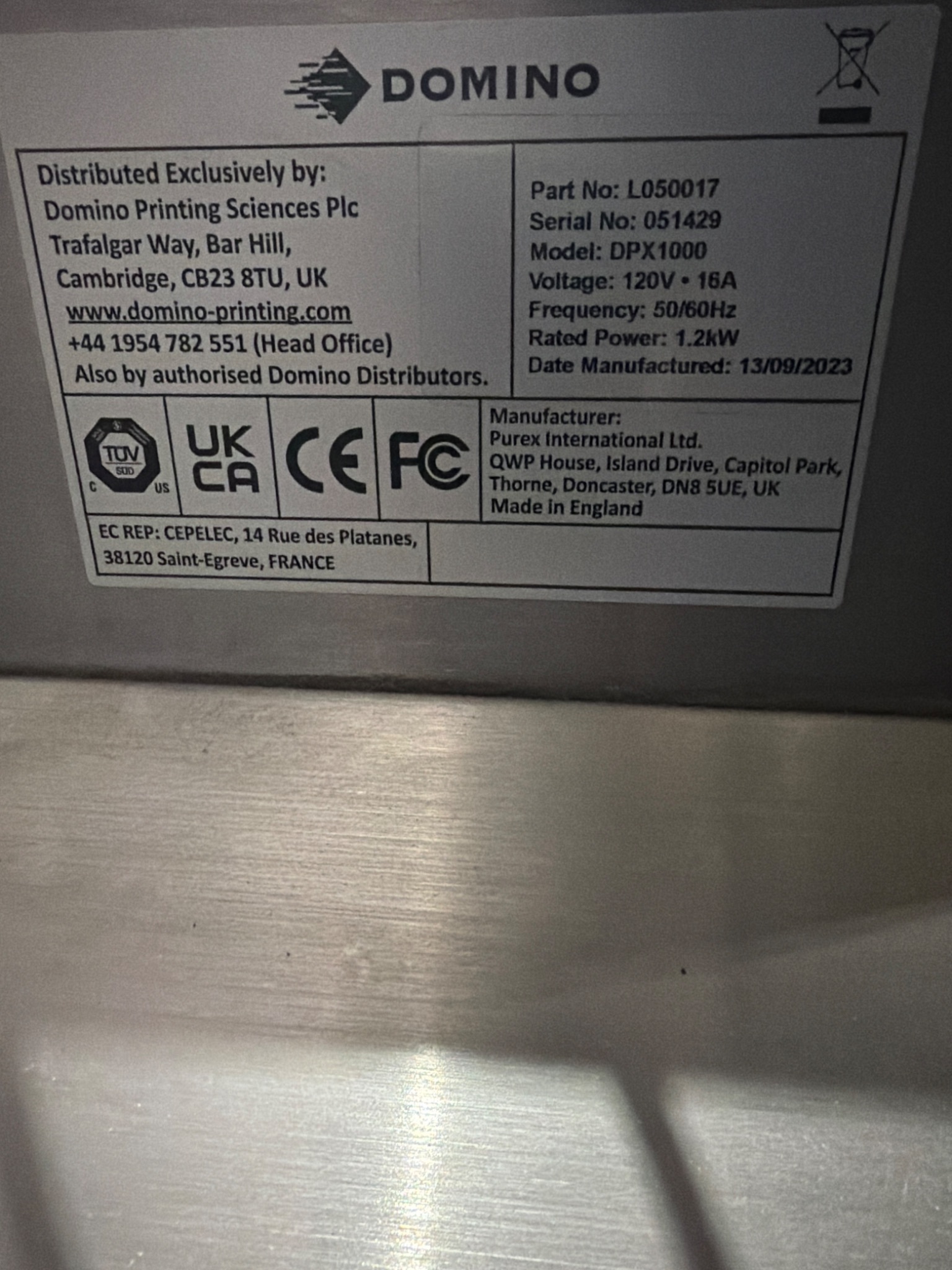 DOMINO PUREX DPX1000 Digital Laser Fume Extractor USED 5