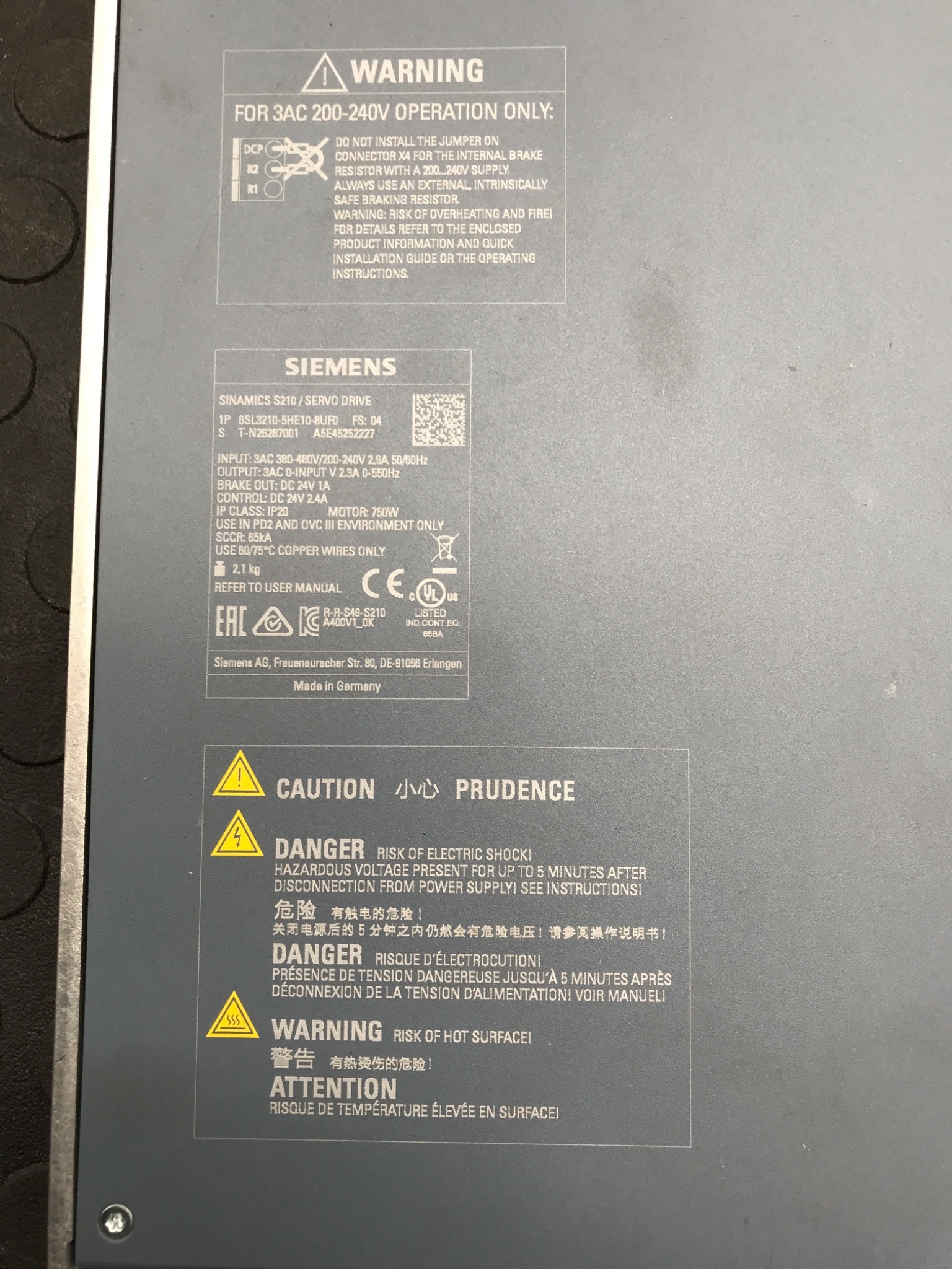 SIEMENS 6SL3210‑5HE10‑8UF0 SINAMICS S210 Servo Drive NEW 4