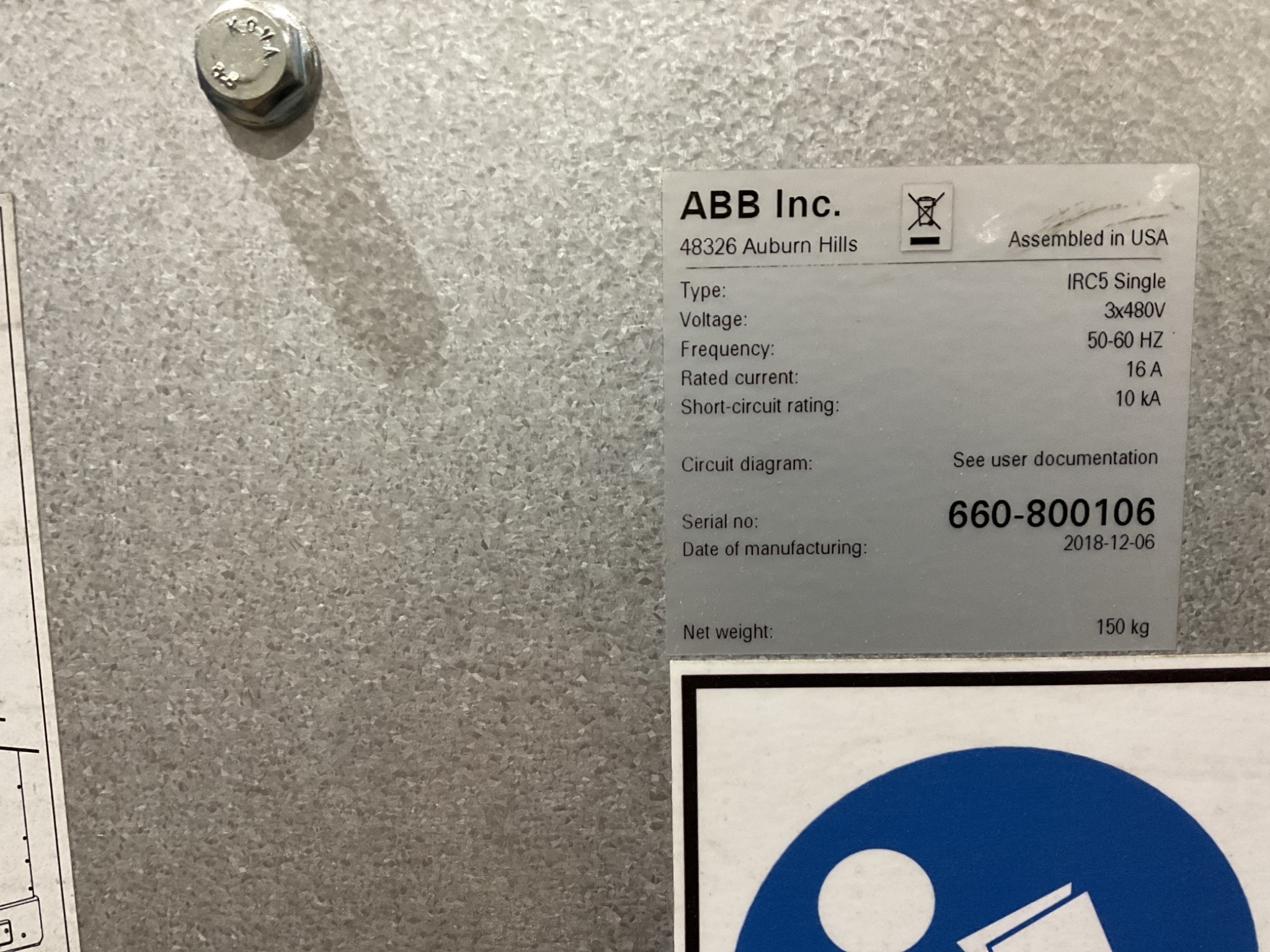 ABB IRB660-250/3.15 W/ IRC5 Controller and SST75 REGENERATIVE BLOWER USED 2