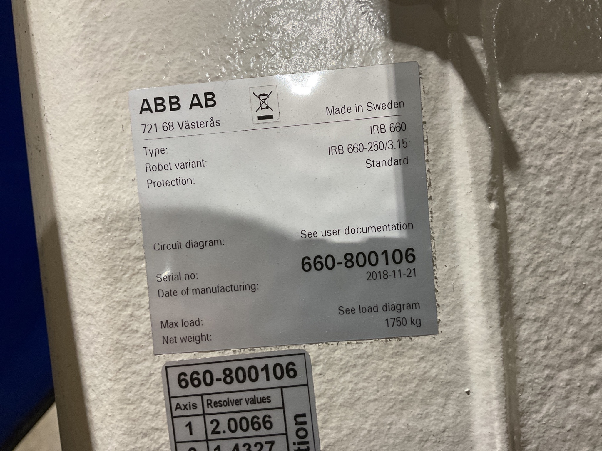 ABB IRB660-250/3.15 W/ IRC5 Controller and SST75 REGENERATIVE BLOWER USED 5