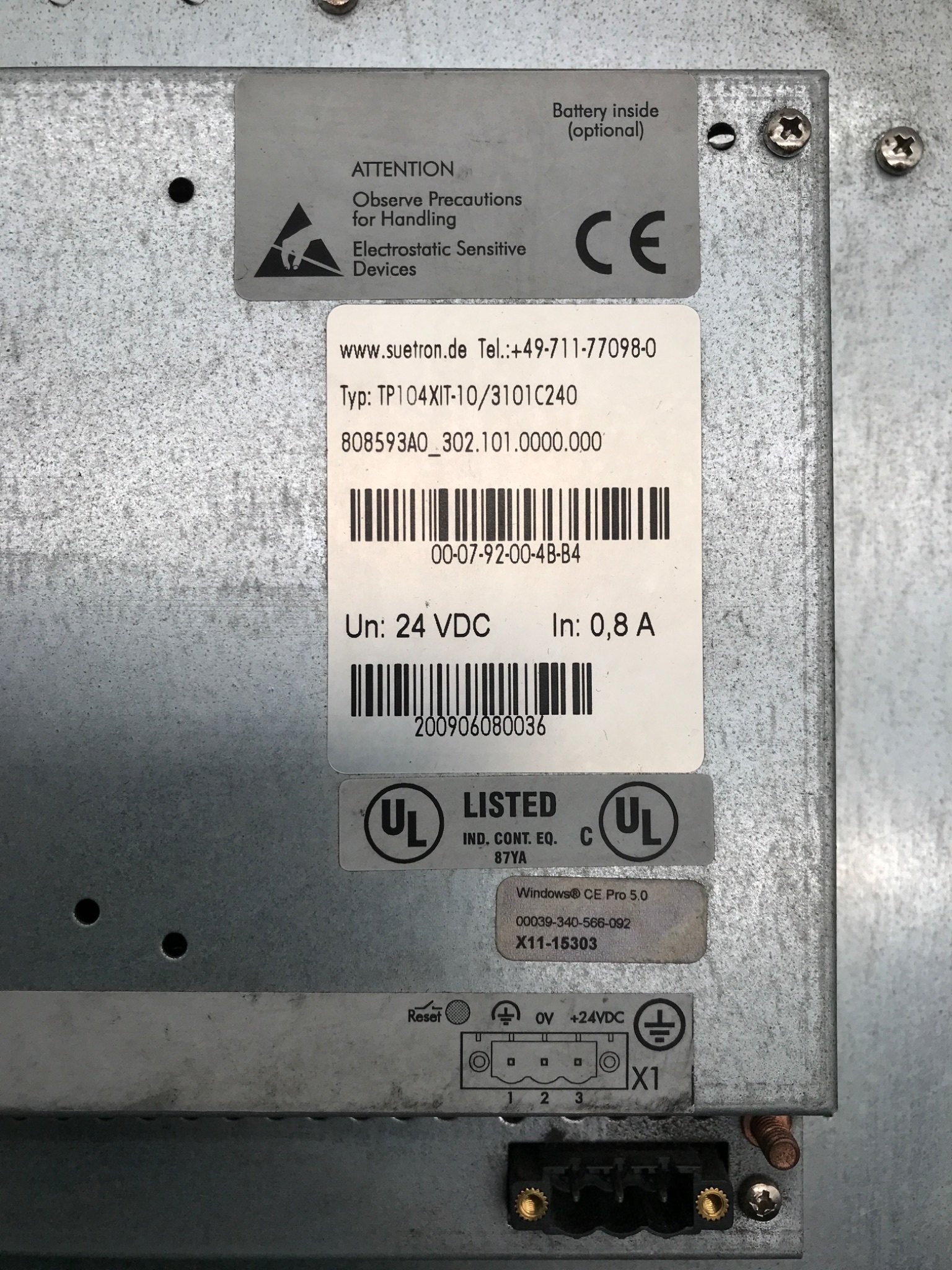 SUETRON TP104XIT‑10/3101C240 HMI Operator Panel USED 2