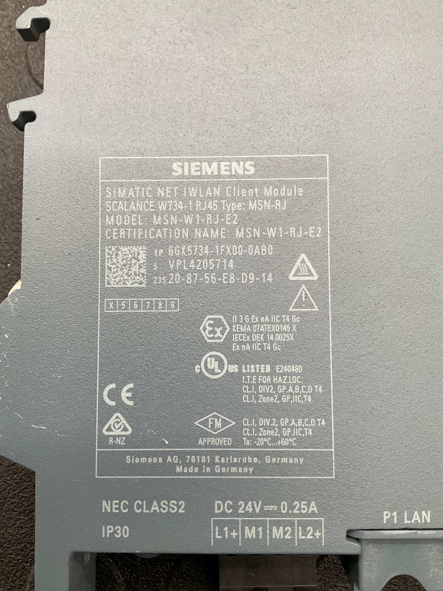 SIEMENS 6GK5734‑1FX00‑0AB0 SIMATIC NET IWLAN Client Module USED 4