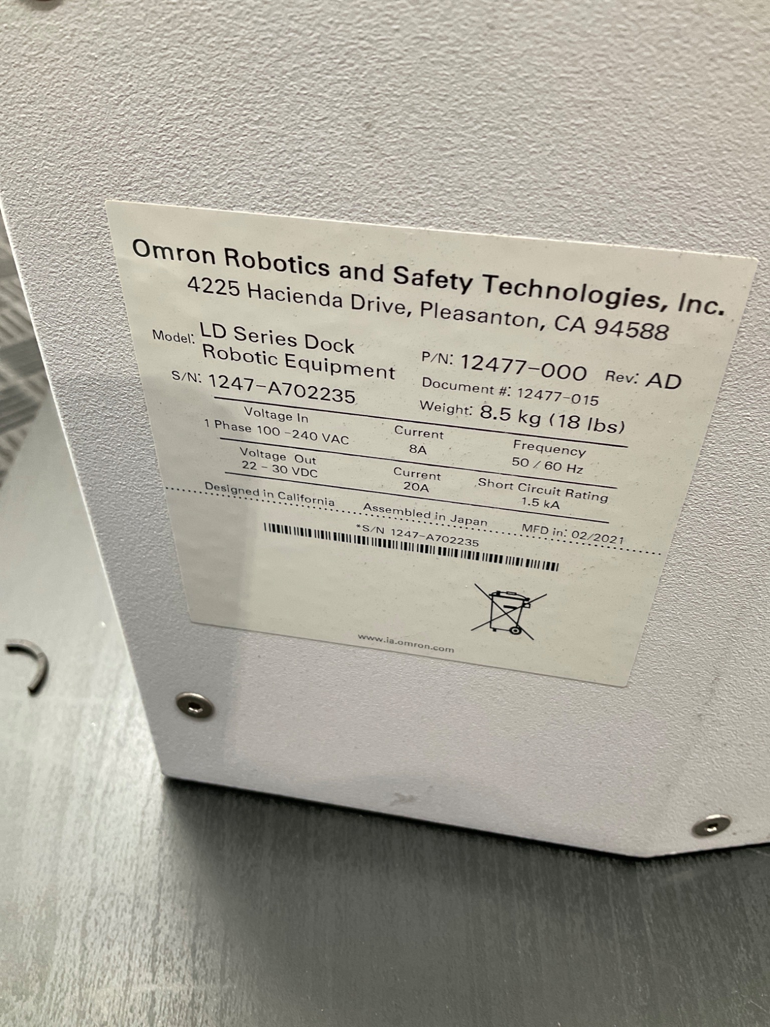 OMRON 12477‑000 LD Series AMR Dock USED 4