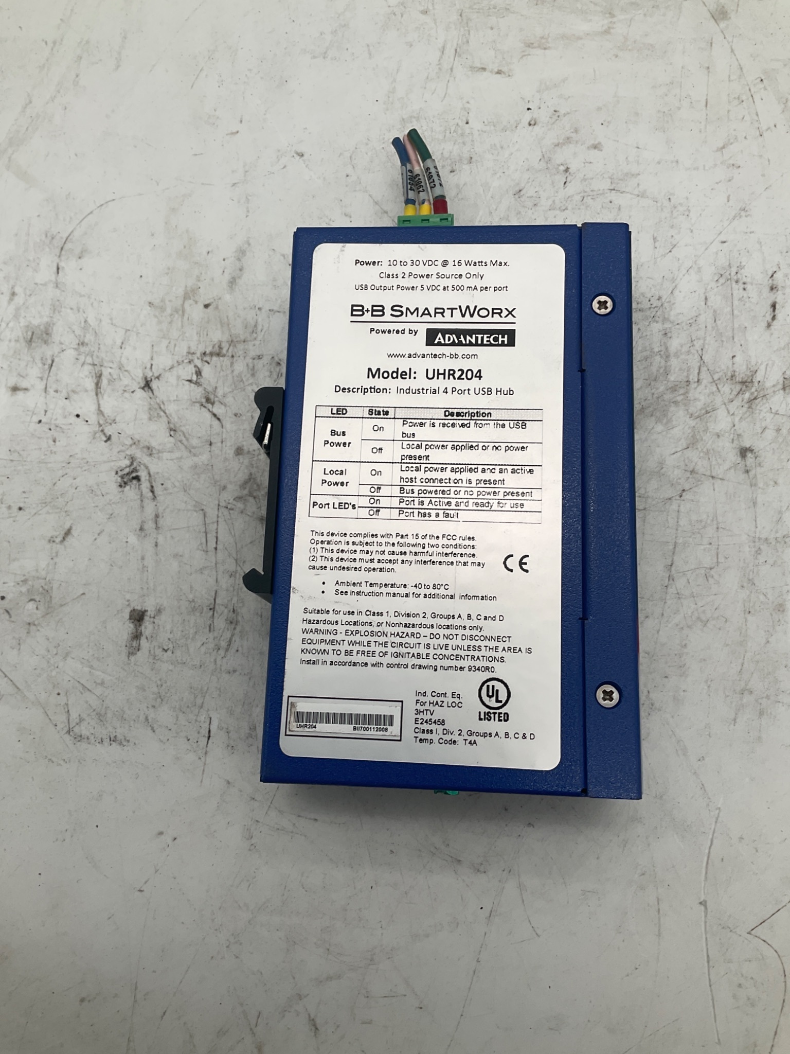 ADVANTECH‑BB UHR204 Industrial 4‑Port USB Hub USED 1