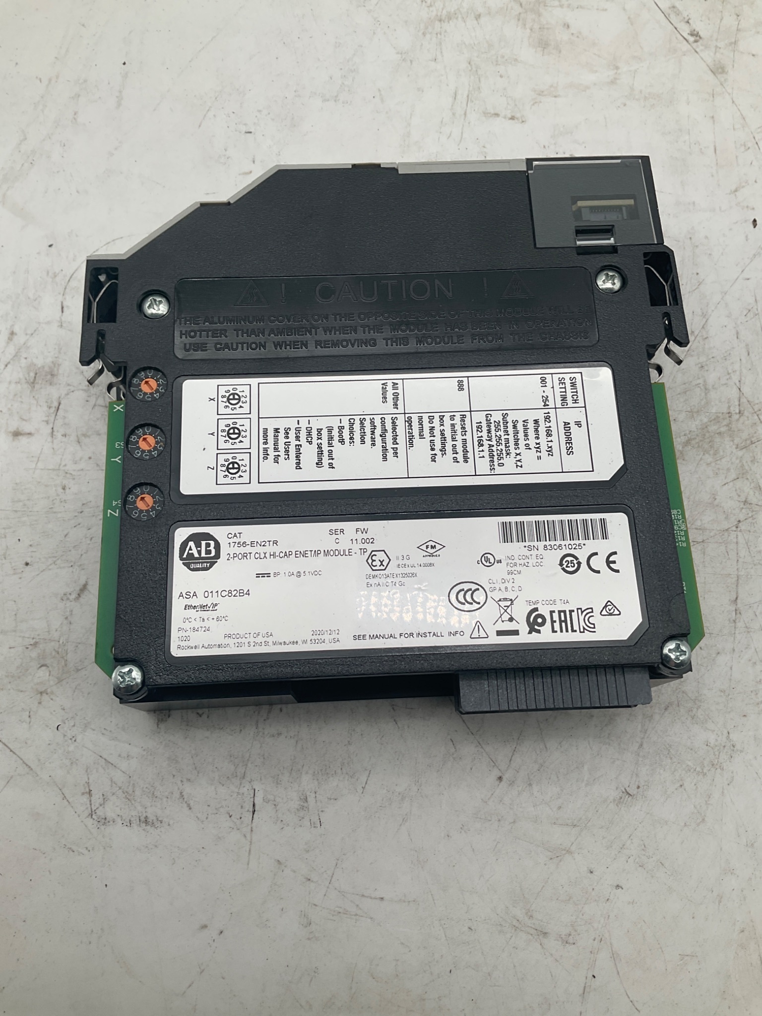 ALLEN BRADLEY 1756‑EN2TR 2‑Port ControlLogix EtherNet/IP Module USED 2