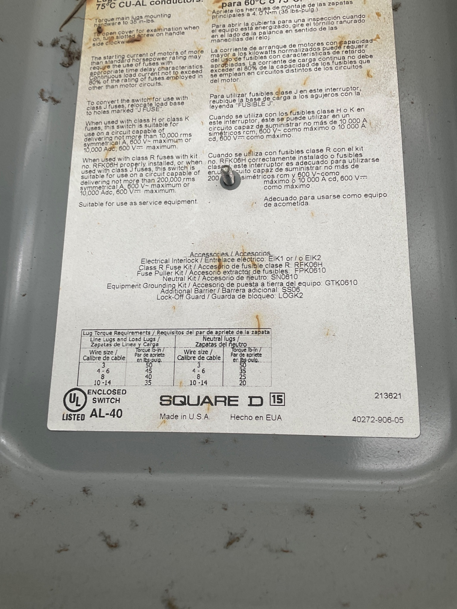 SQUARE D H362N 60A Fusible Disconnect Switch 600 VAC USED 4