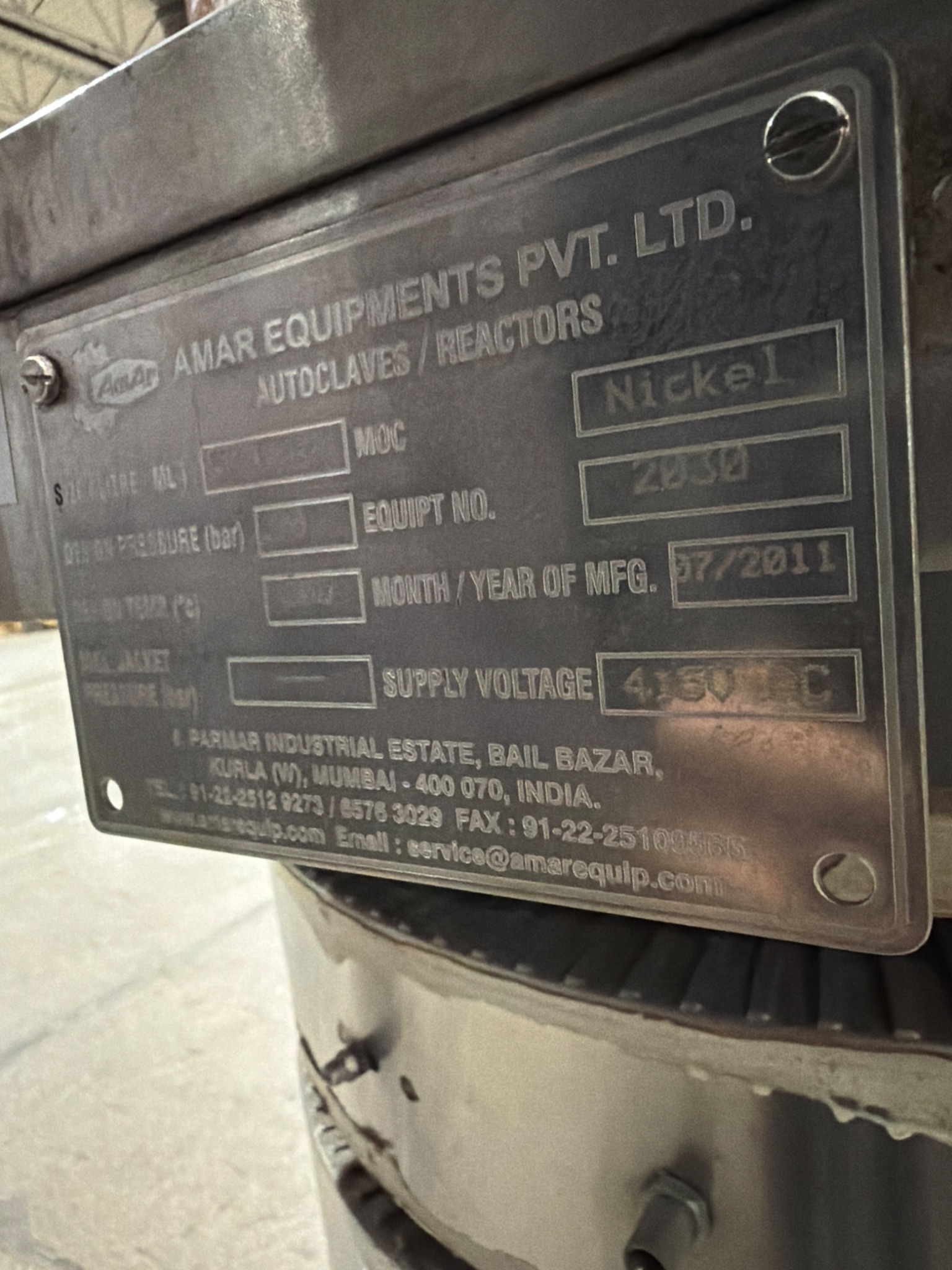 AMAR EQUIPMENTS 50L Autoclave/Reactor USED 5