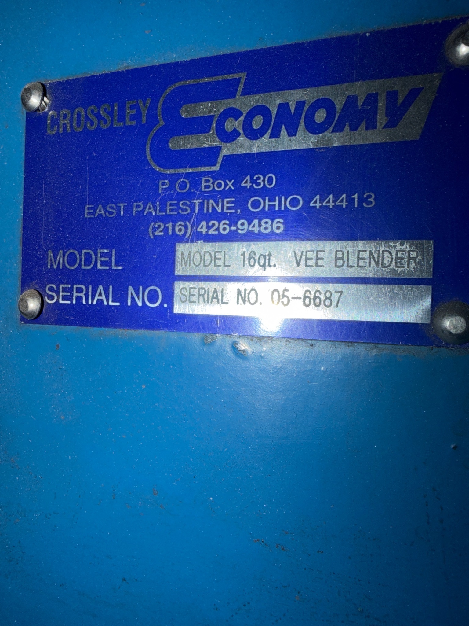 CROSSLEY 16qt Twin‑Shell Vee‑Blender USED 5