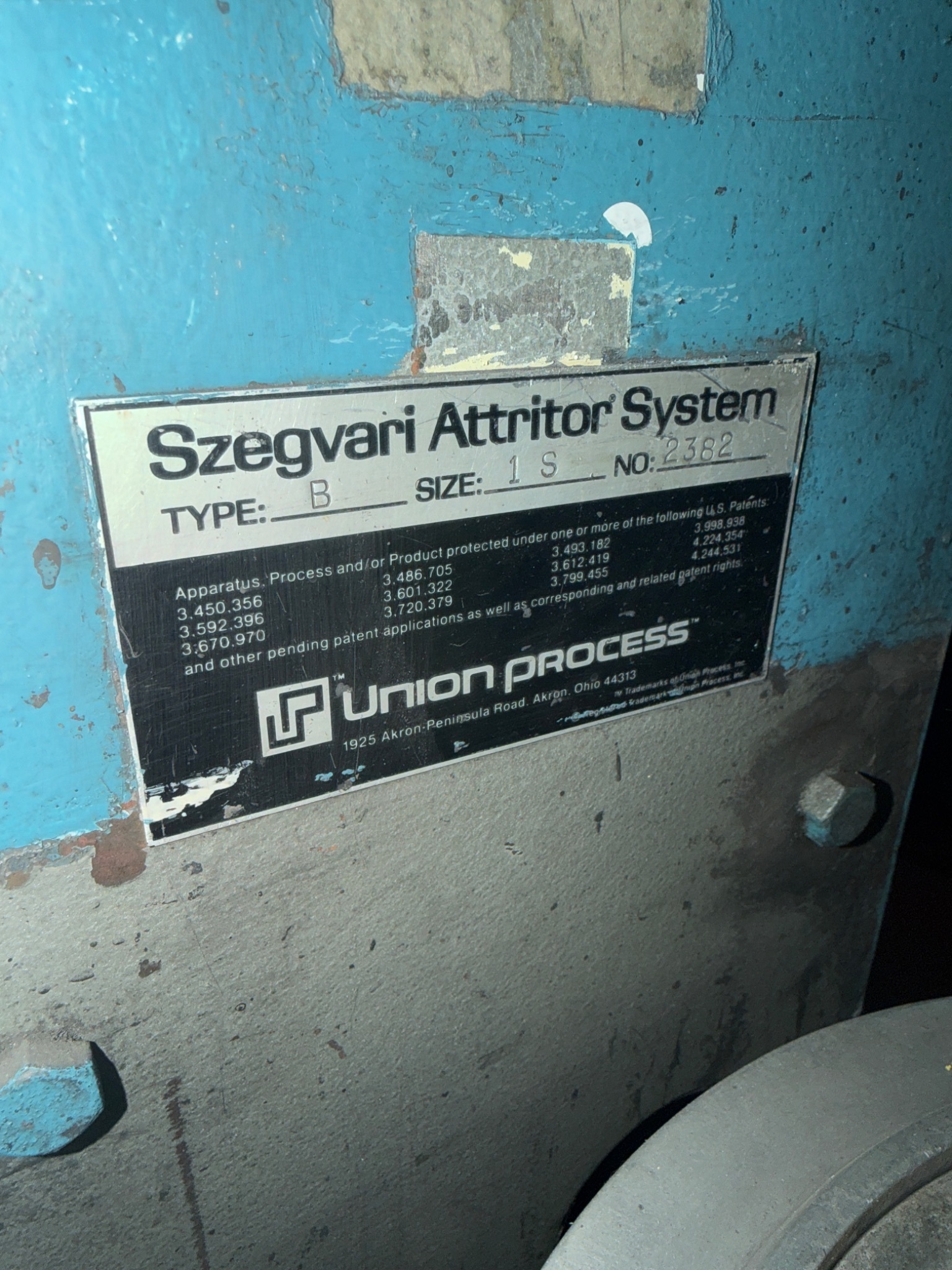 UNION PROCESS Type B Szegvari Attritor System Size: 1S USED 6