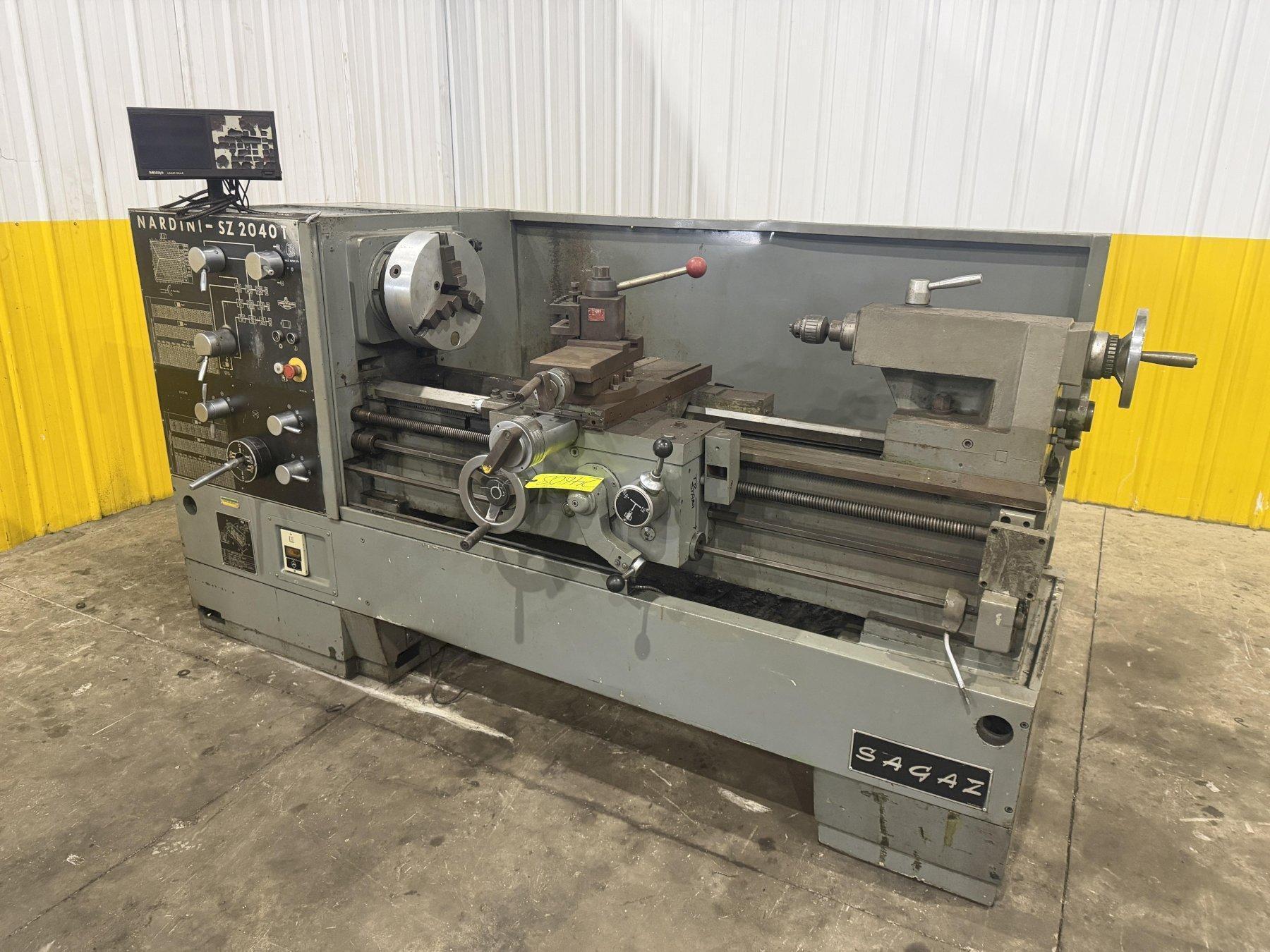20" X 40" NARDINI MODEL #SZ2040T ENGINE LATHE 3-1/8" USED 0
