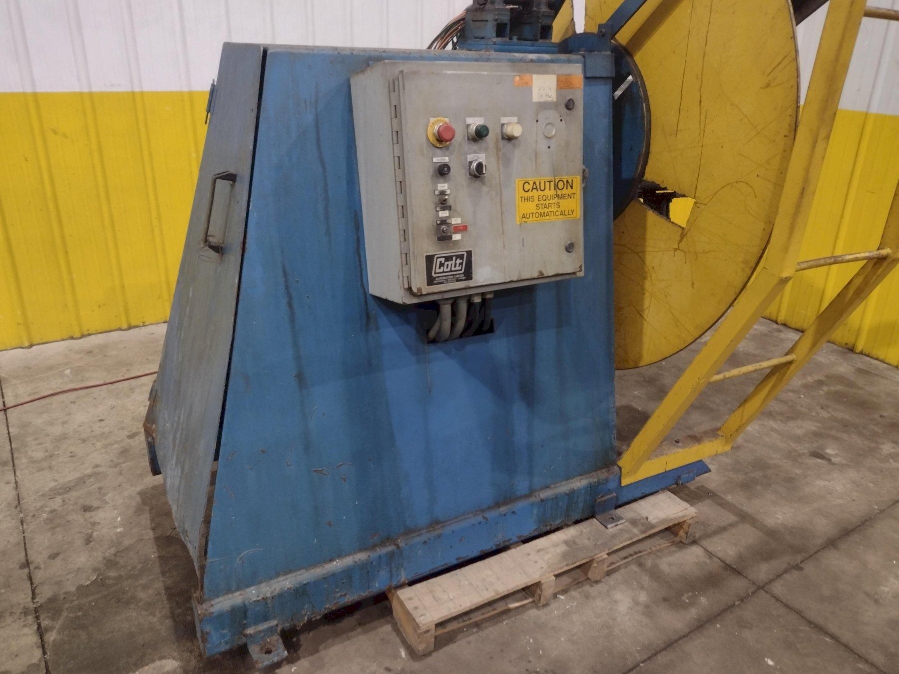 6,000 X 12" COLT MODEL #CR-60-12 MOTORIZED COIL REEL UNCOILER USED 9